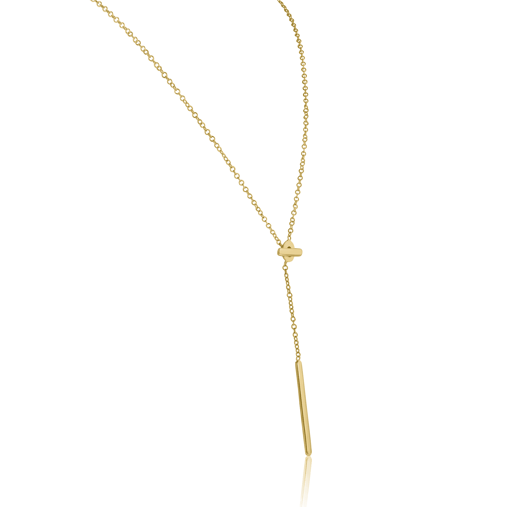 9ct Yellow Gold Lariat Necklace with Open Circle and T-Bar