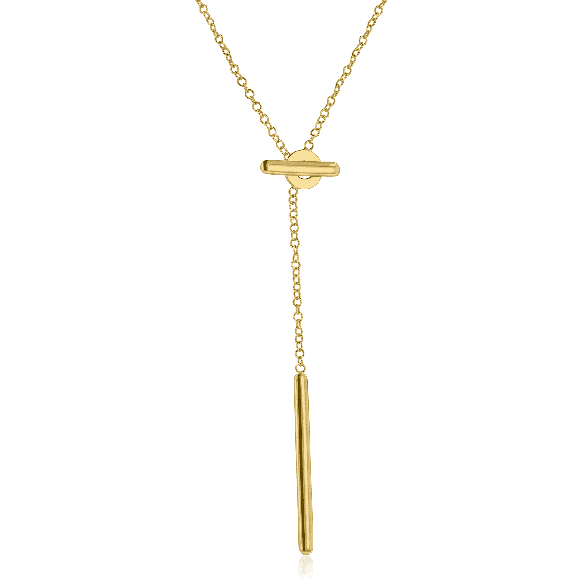 9ct Yellow Gold Lariat Necklace with Open Circle and T-Bar