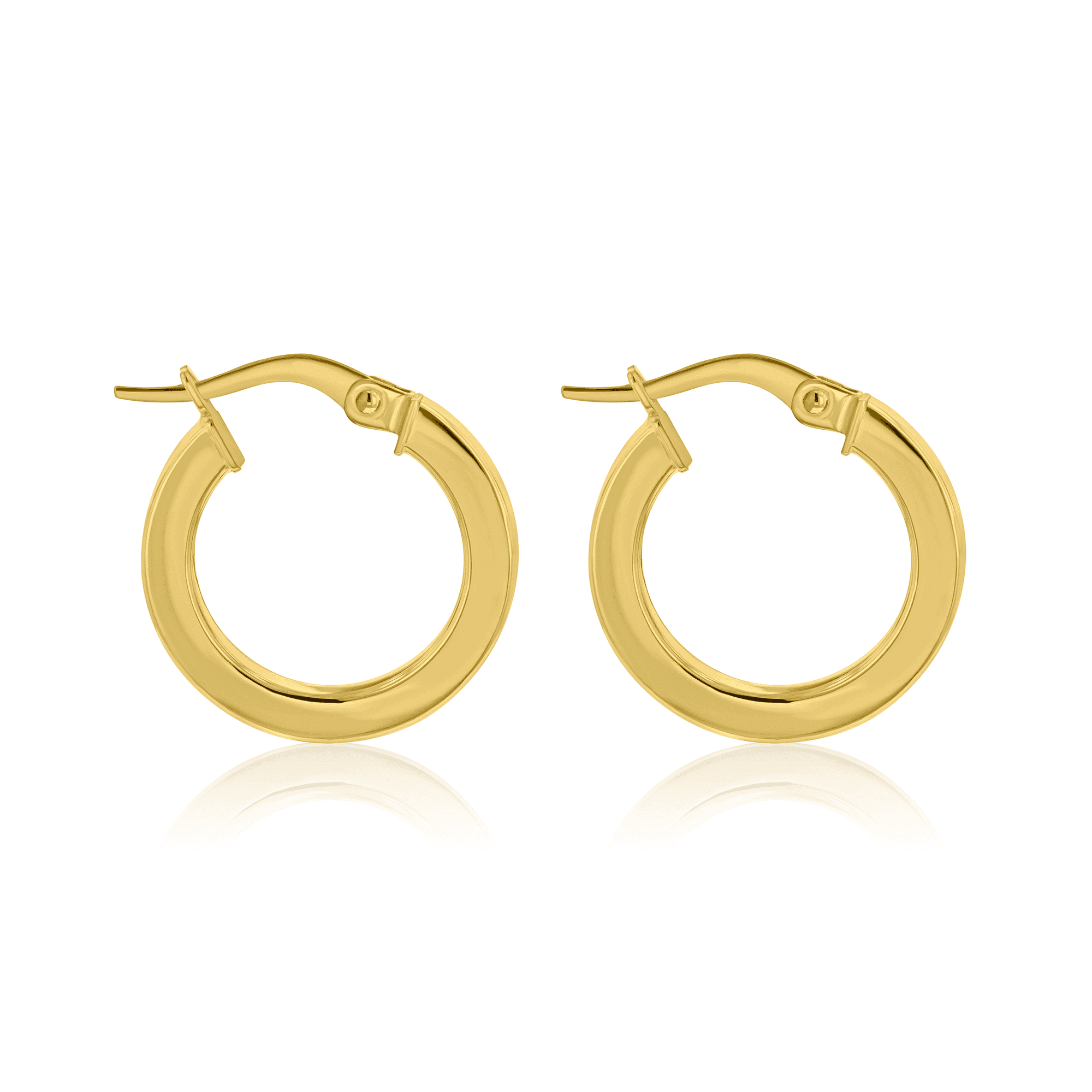 9ct Yellow Gold Square Tube Round Hoop Earrings