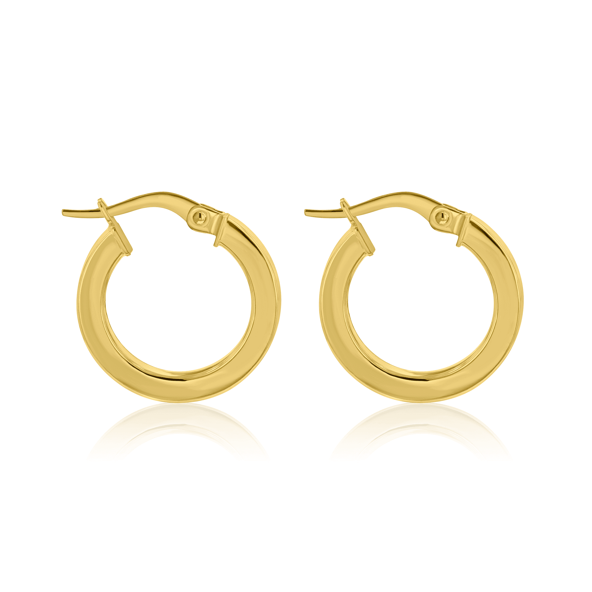 9ct Yellow Gold Square Tube Round Hoop Earrings