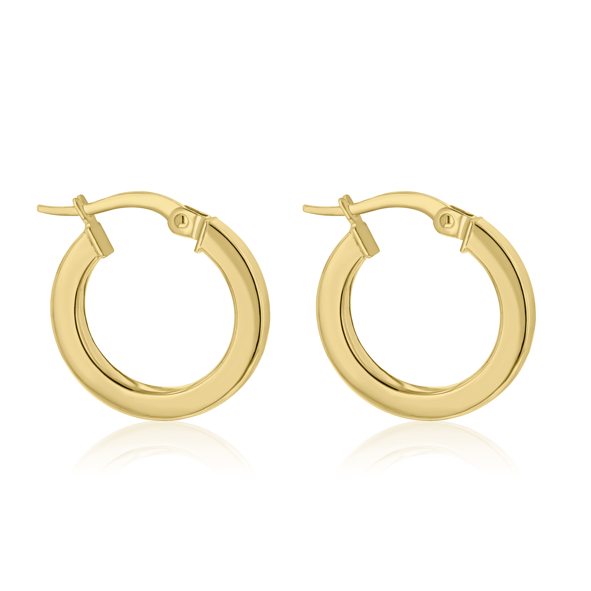 9ct Yellow Gold Square Tube Round Hoop Earrings