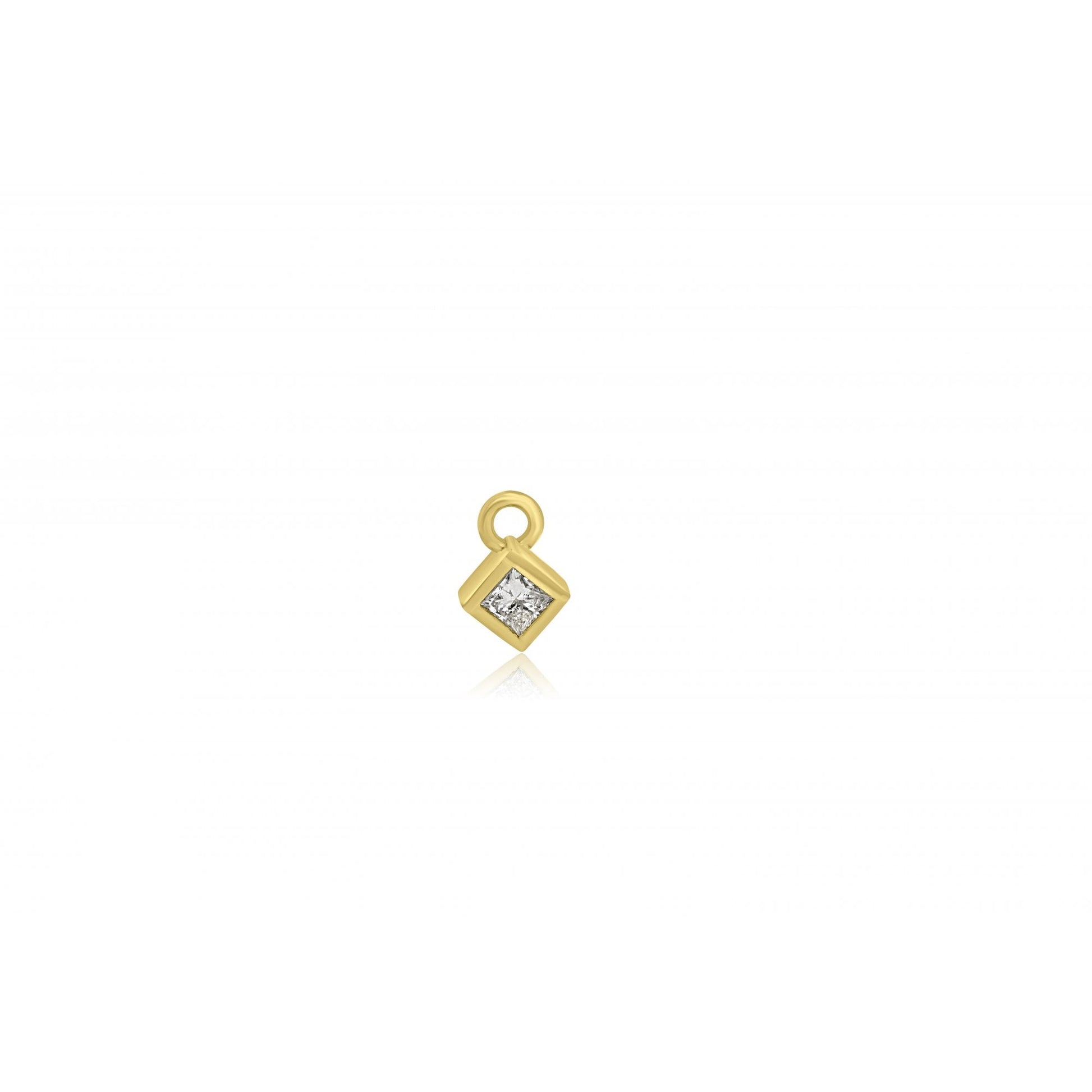 18ct Yellow Gold 0.48ct Princess Cut Diamond Charm and Hoop Earrings