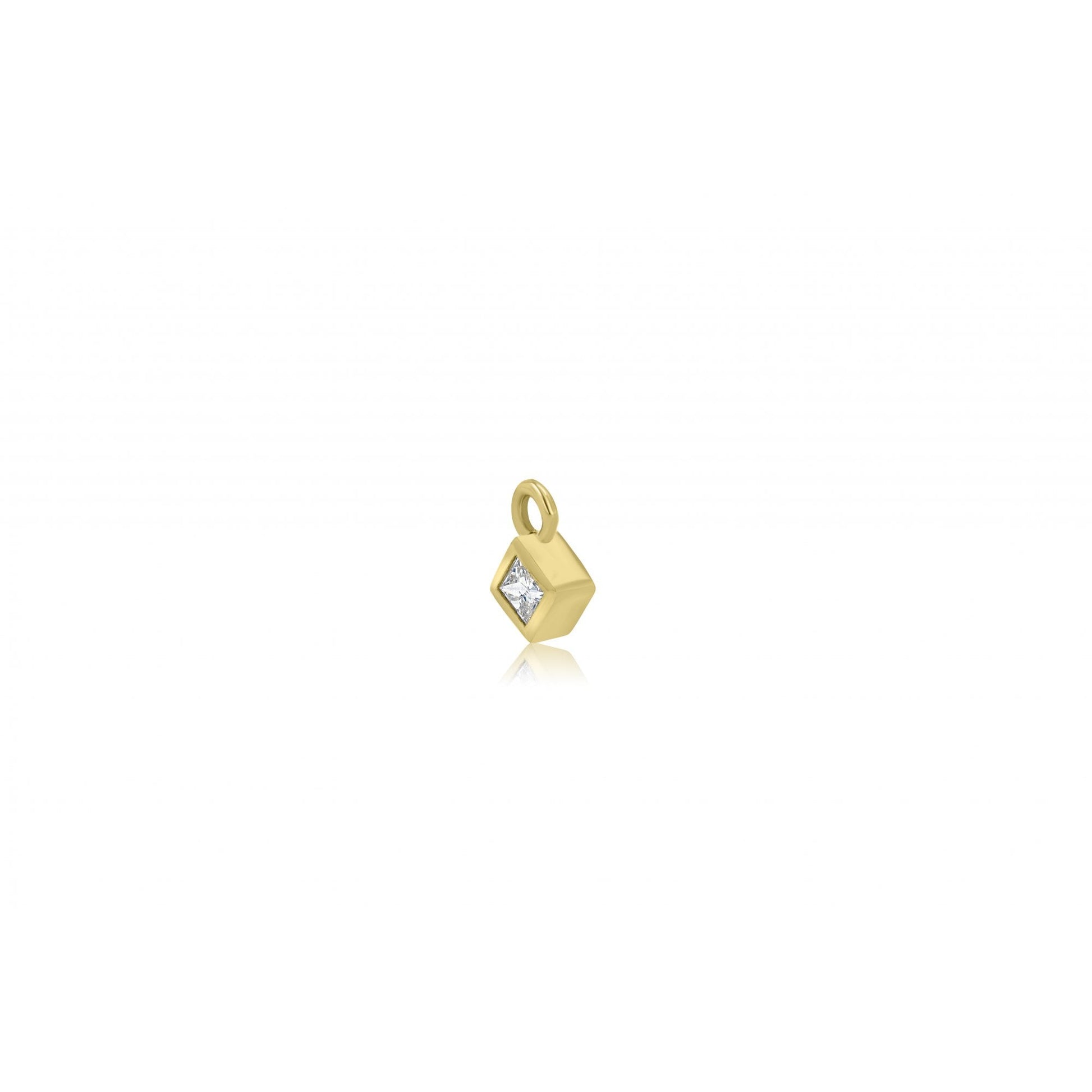 18ct Yellow Gold 0.48ct Princess Cut Diamond Charm and Hoop Earrings