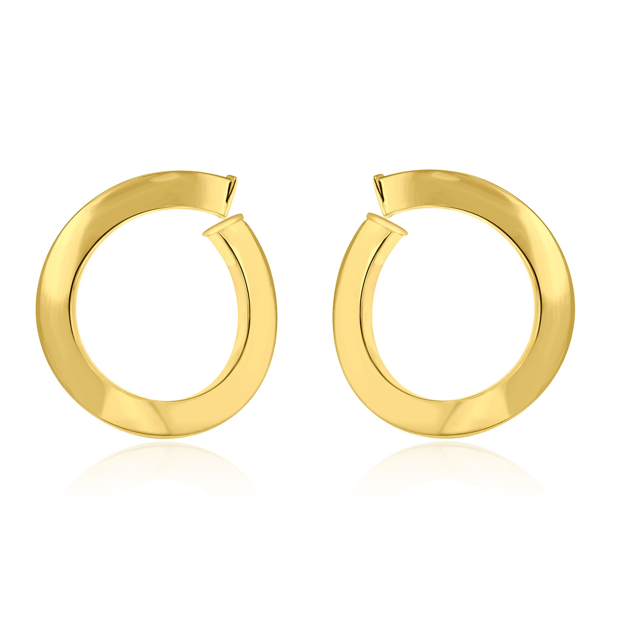 9ct Yellow Gold Open Twisted Square Section Hoop Earrings with Post and Butterfly Fittings