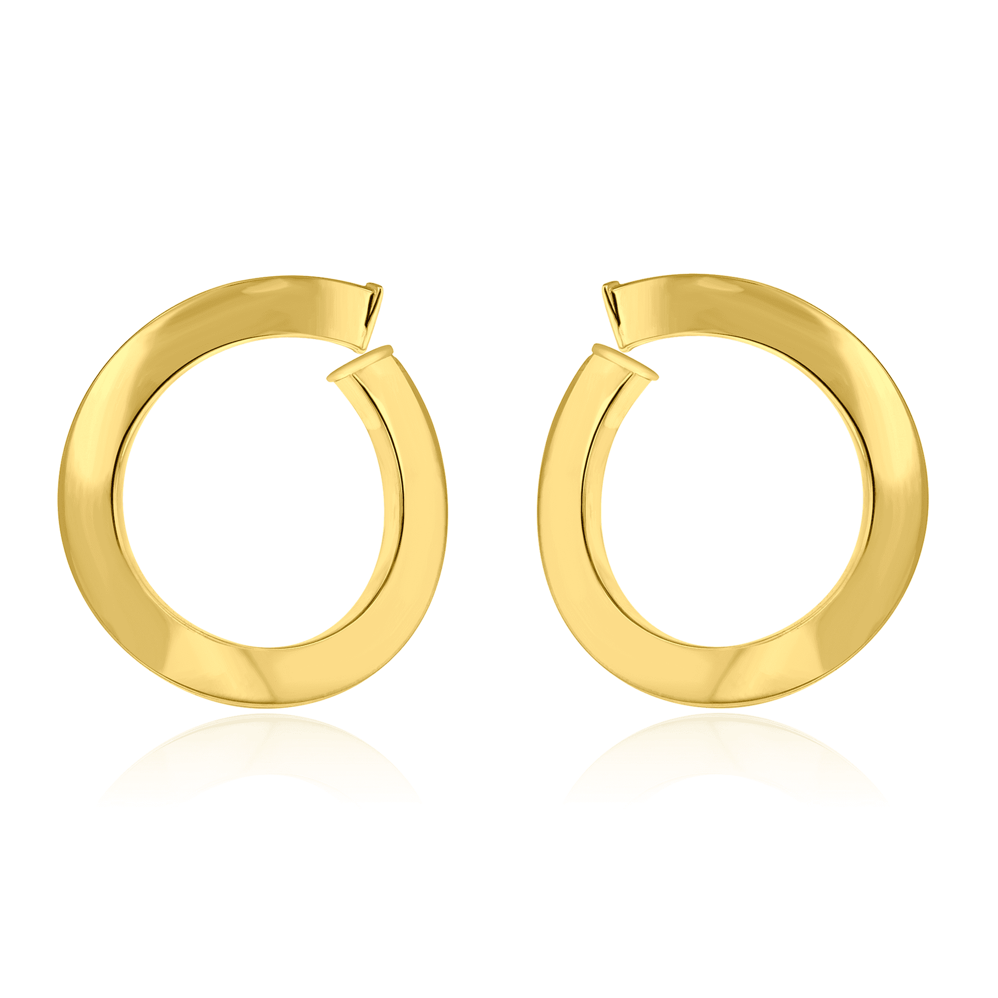 9ct Yellow Gold Open Twisted Square Section Hoop Earrings with Post and Butterfly Fittings