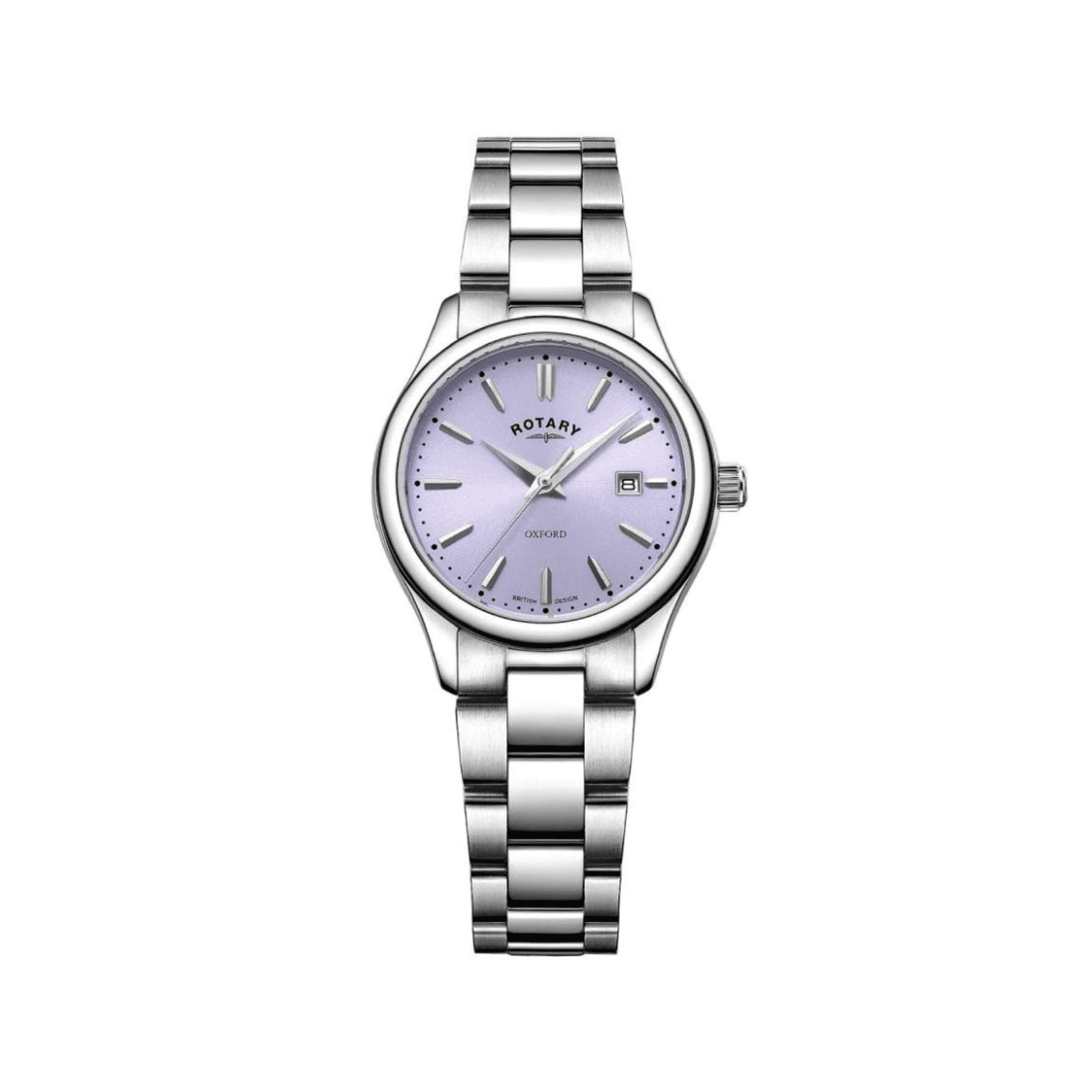 Ladies Rotary Contemporary Watch with Lilac Dial and Stainless Steel Markers