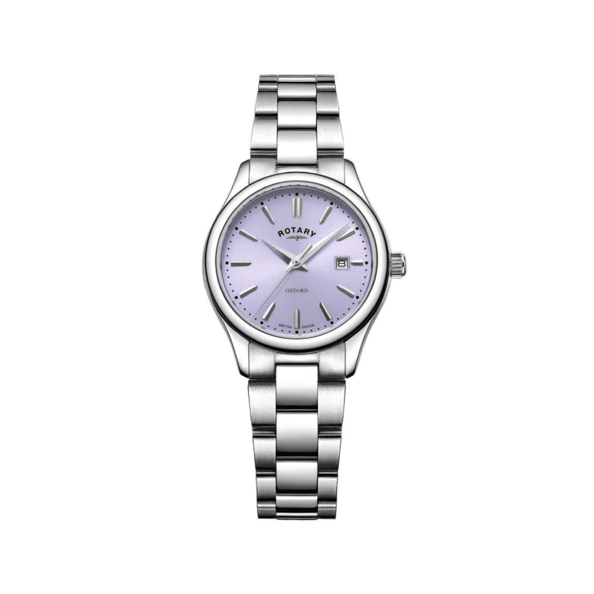 Ladies Rotary Contemporary Watch with Lilac Dial and Stainless Steel Markers