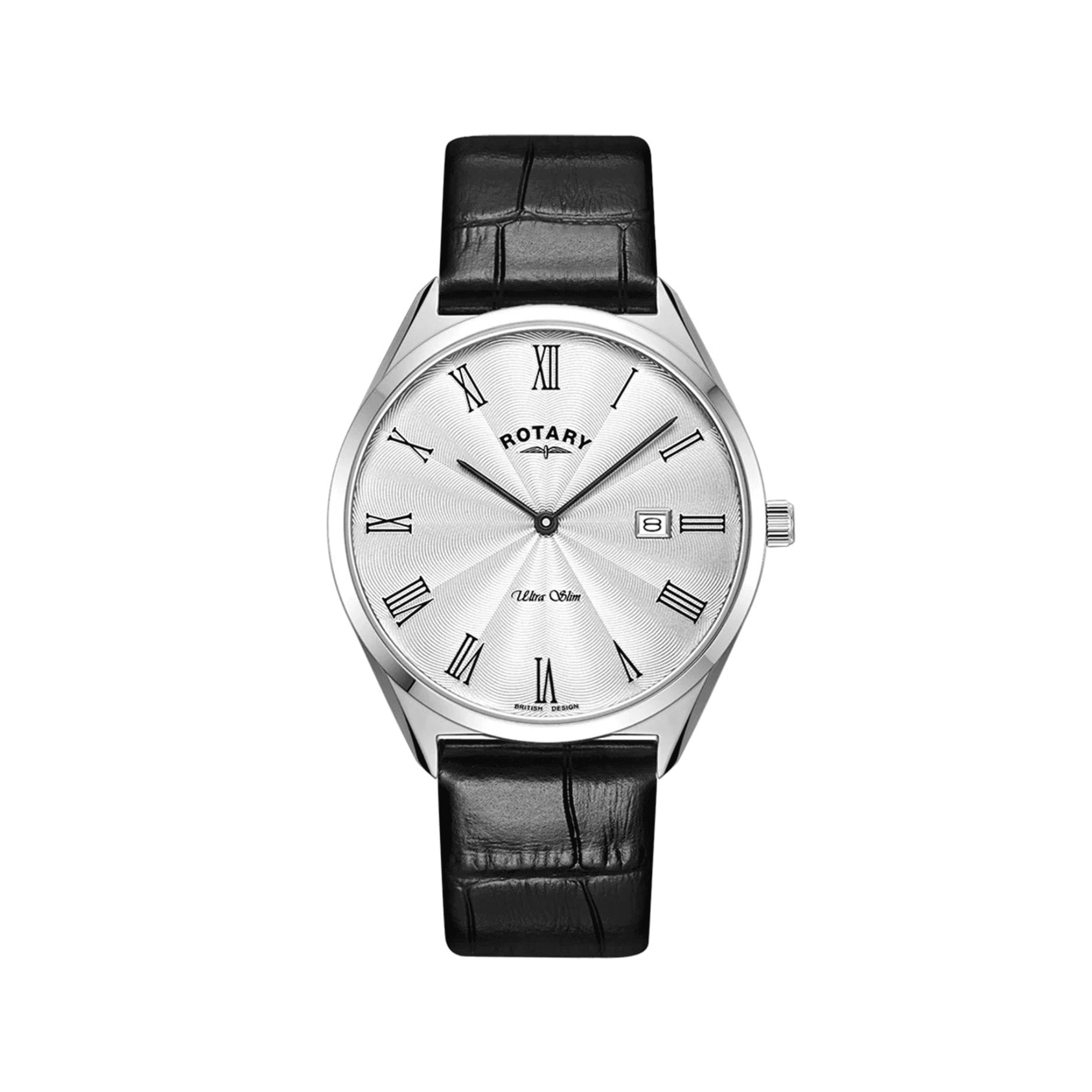 Men's Ultra Slim Watch With 38mm Case and Black Leather Strap GS08010/01
