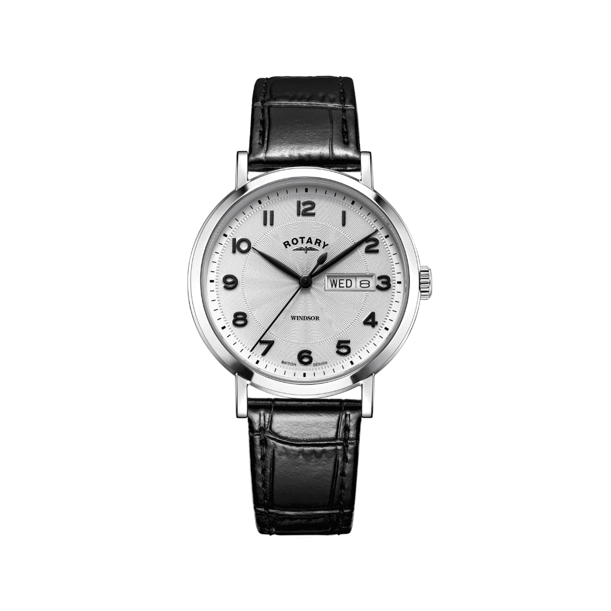 Men's Windsor Watch With Silver Dial & Black Strap - GS05420/22