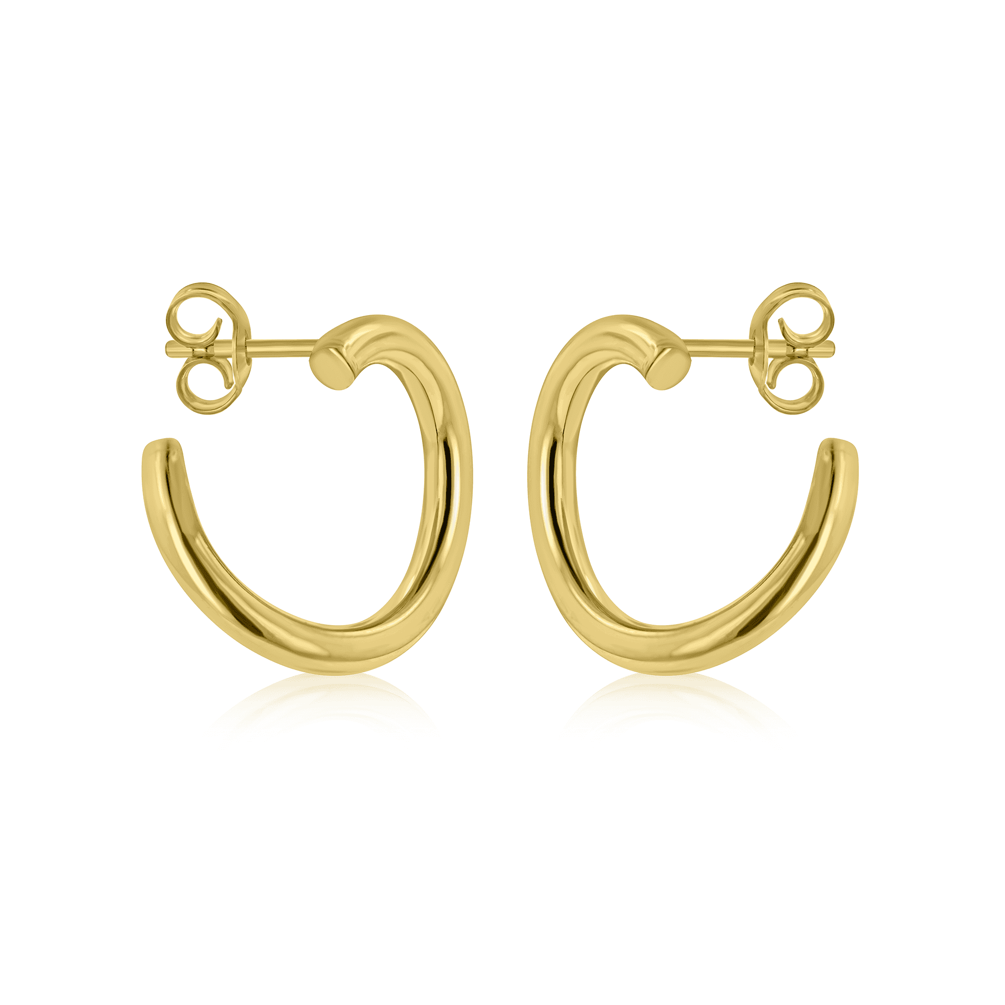 9ct Yellow Gold Open Twisted Hoop Earrings with Post and Butterfly Backs