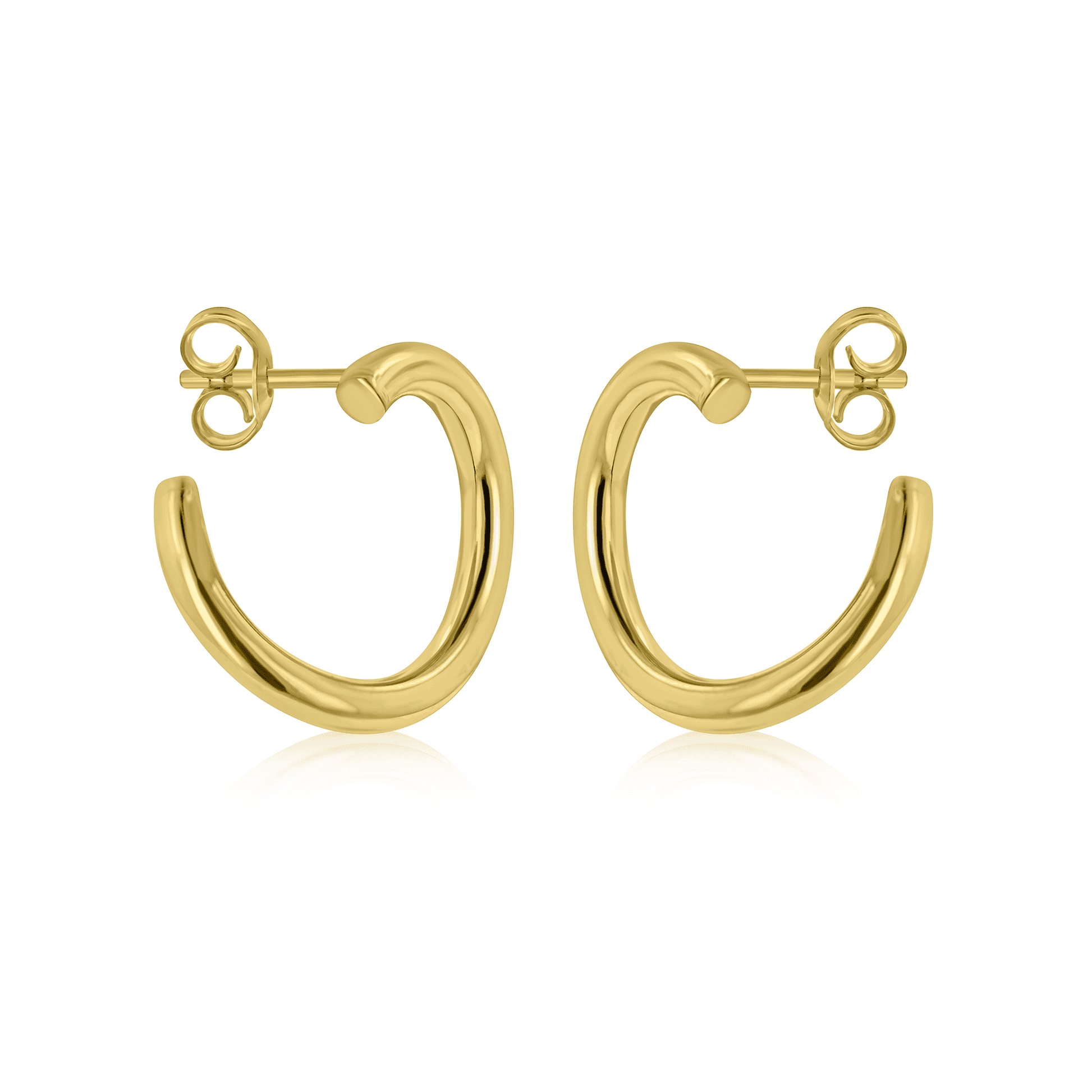 9ct Yellow Gold Open Twisted Hoop Earrings with Post and Butterfly Backs