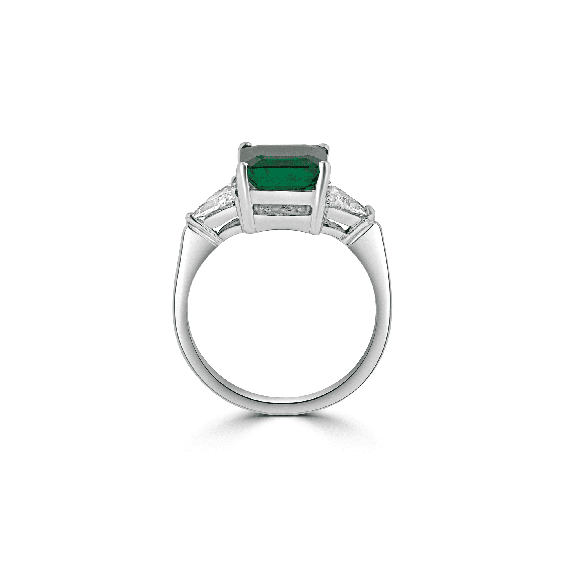 18ct White Gold Dress Ring With With Emerald and Diamonds
