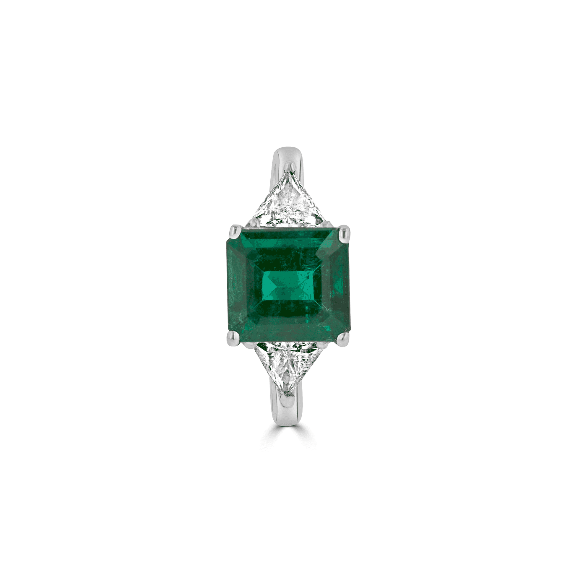 18ct White Gold Dress Ring With With Emerald and Diamonds