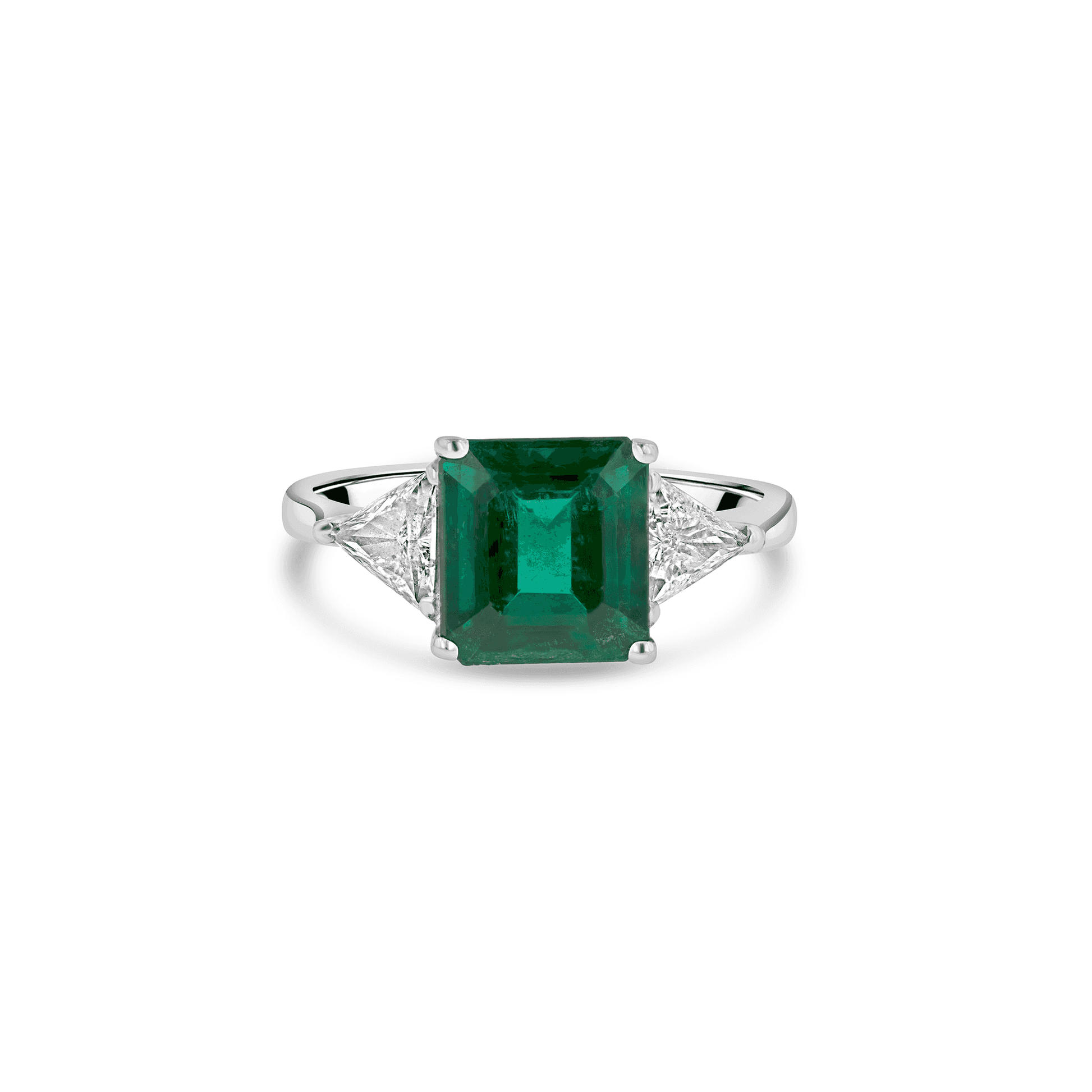 18ct White Gold Dress Ring With With Emerald and Diamonds