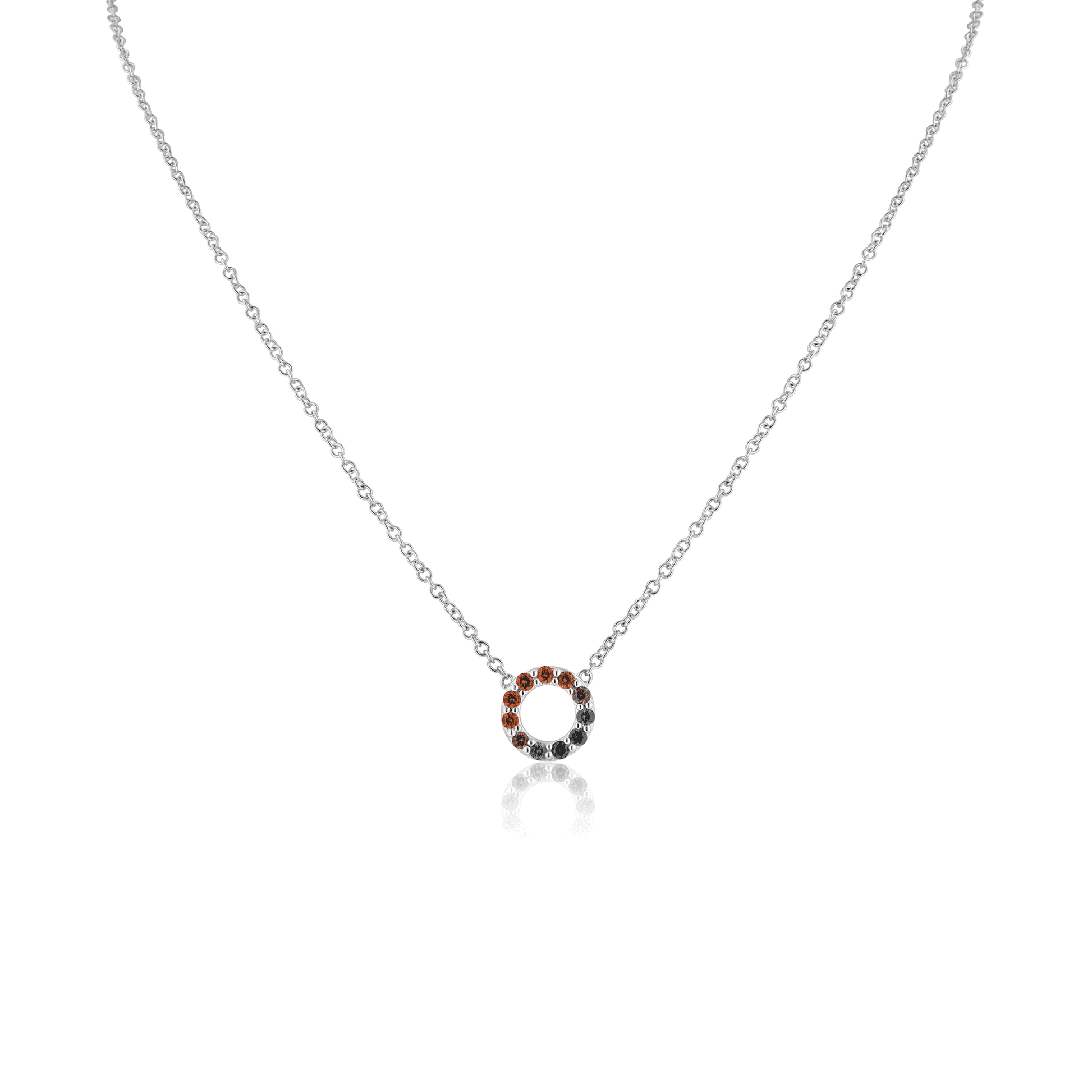 18ct White Gold Multi-Coloured Sapphire Circle Necklace