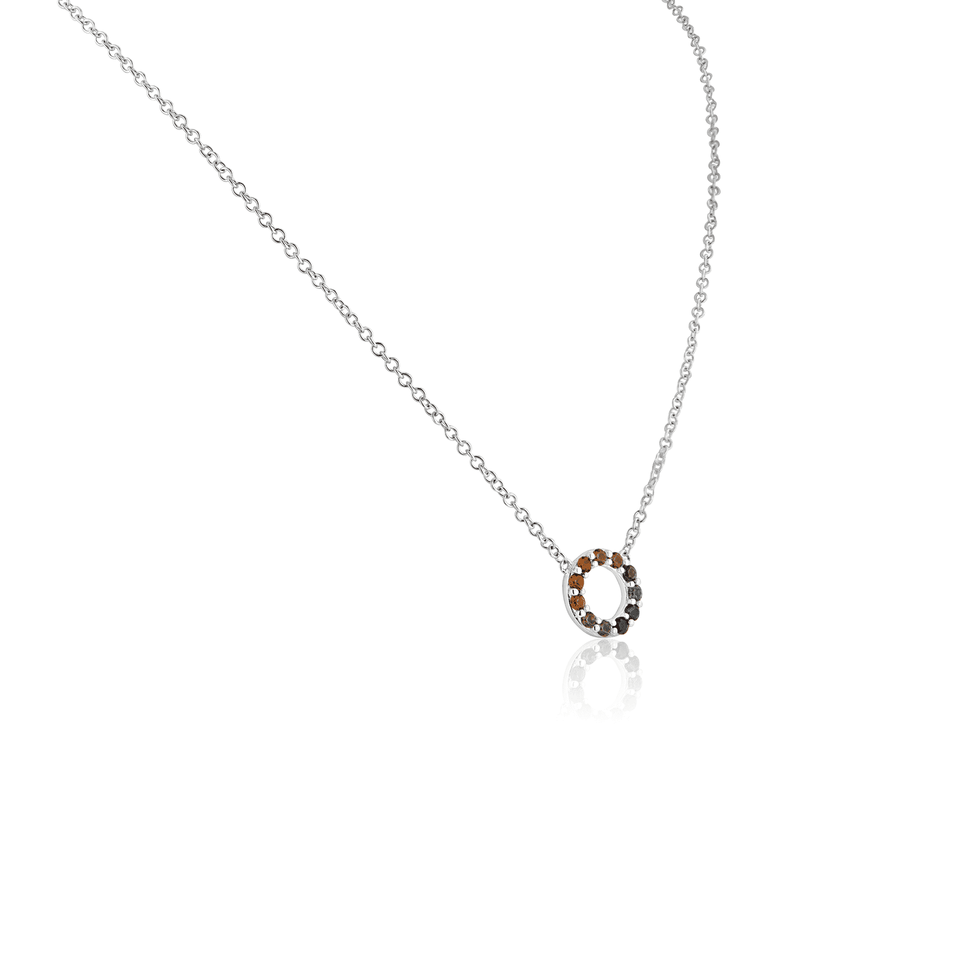 18ct White Gold Multi-Coloured Sapphire Circle Necklace