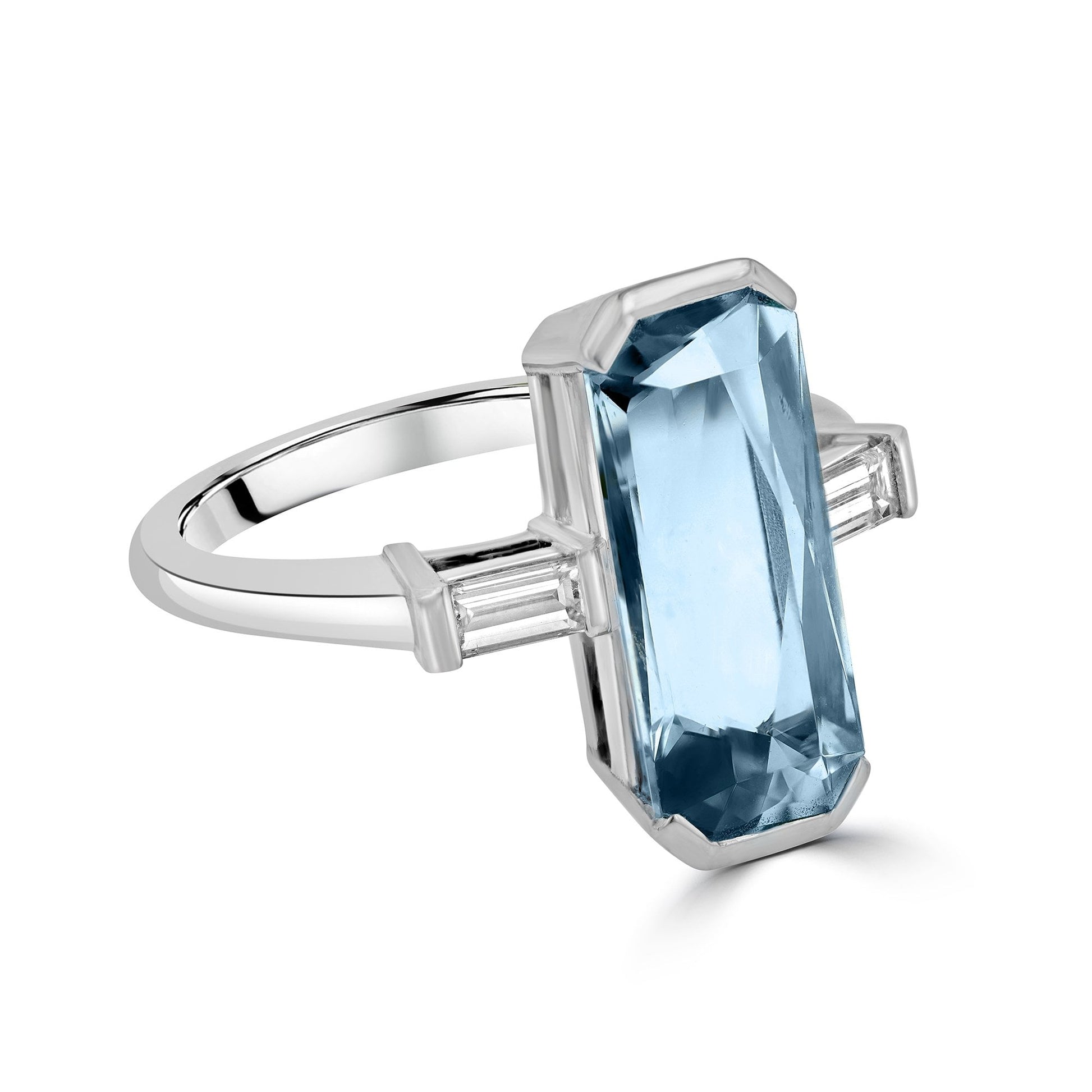 Scissor Cut Aquamarine and Diamond Cocktail Ring - Matching Ring Jacket Available