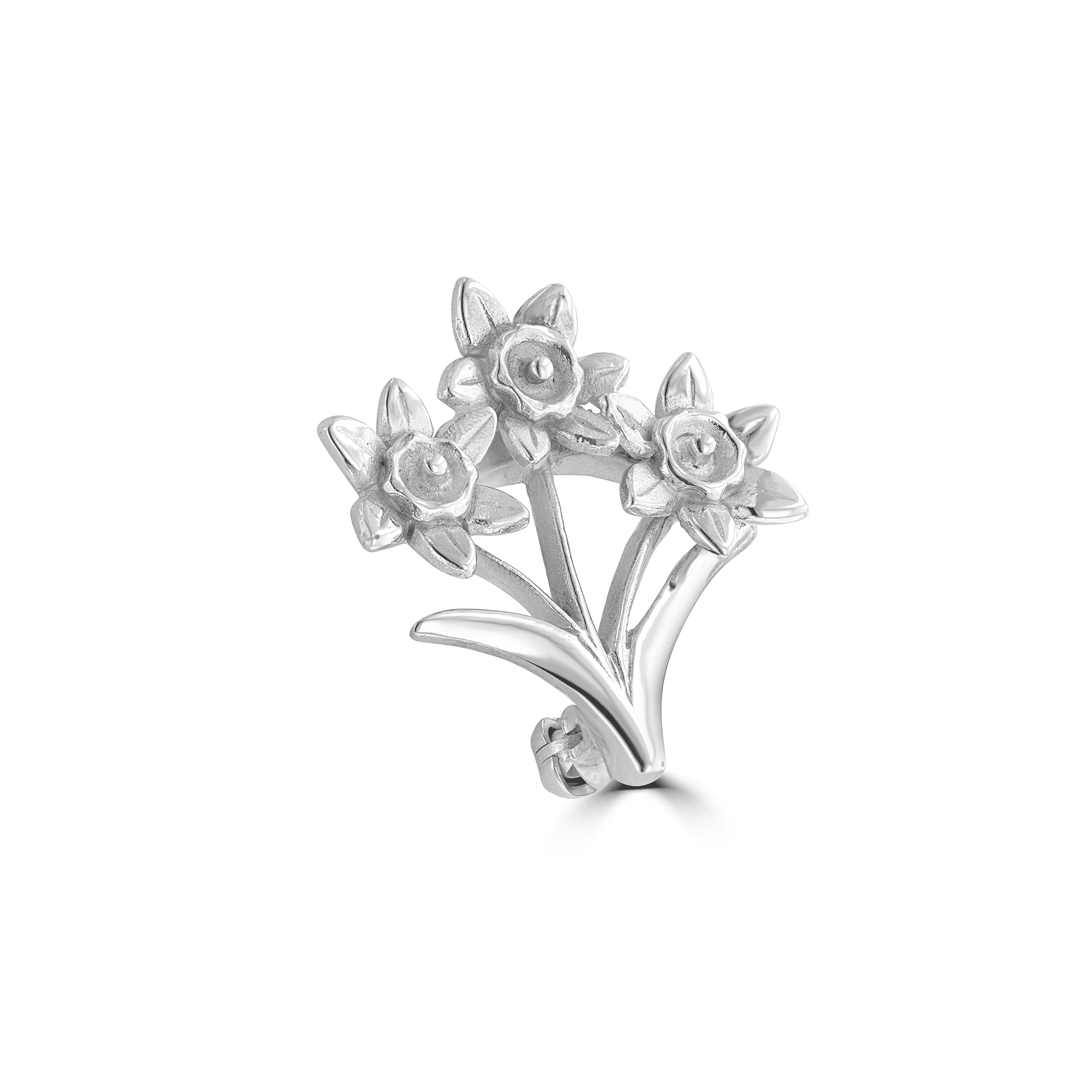Ladies Silver Daffodil Brooch