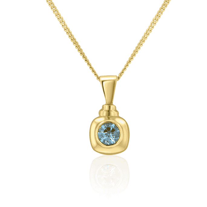 Square Cushion Cut 4mm Aquamarine Necklace