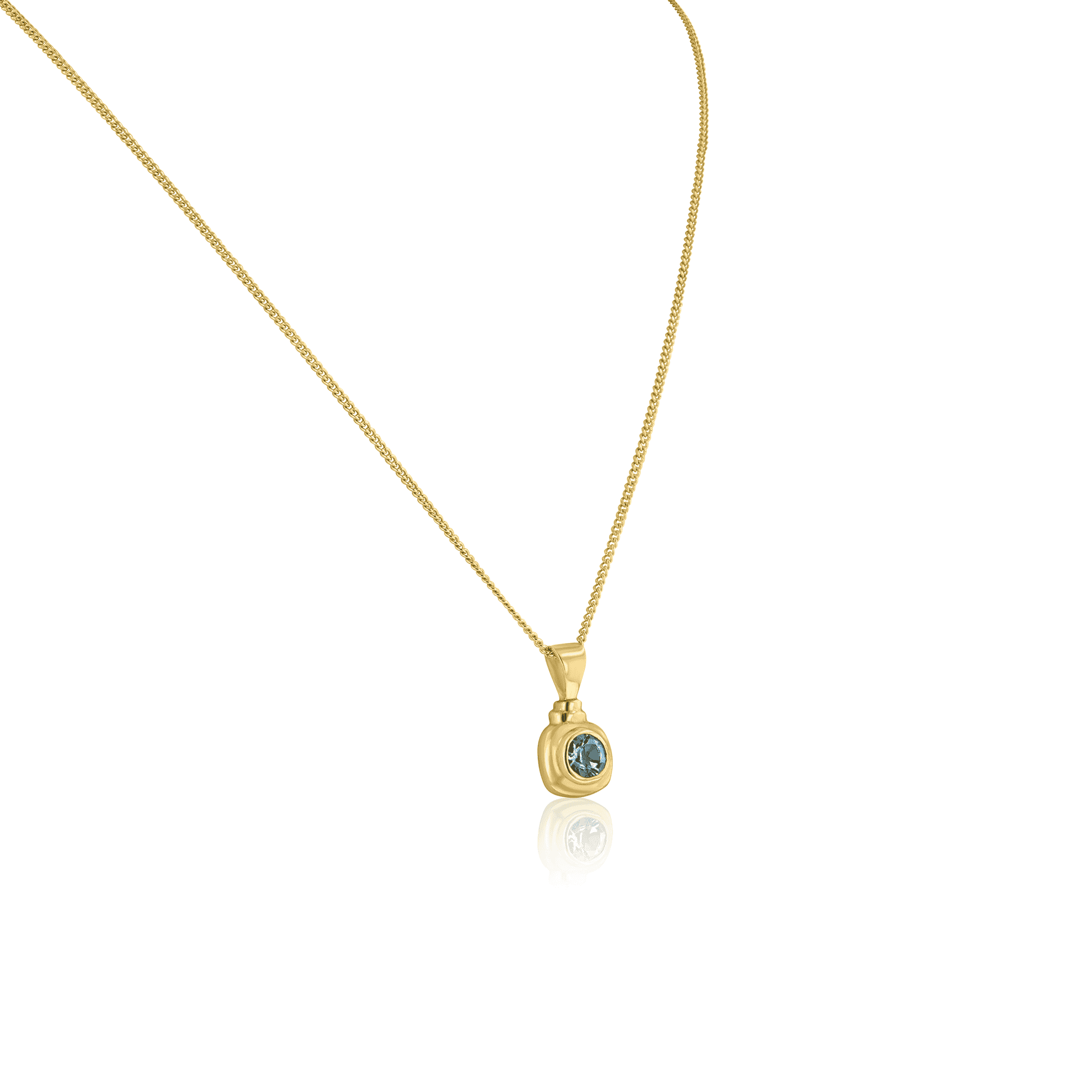 Square Cushion Cut 4mm Aquamarine Necklace