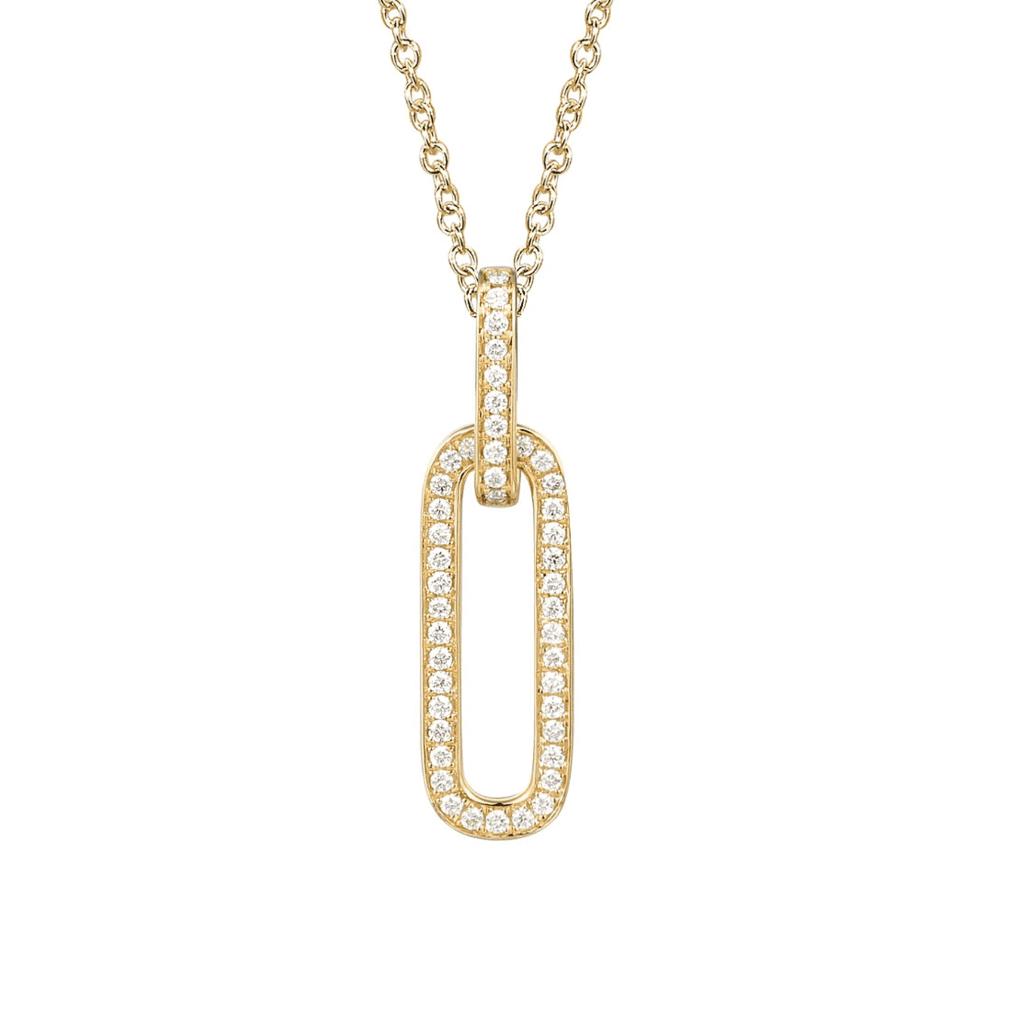 18ct Yellow Gold 0.16ct Round Brilliant Cut Diamond Interlocking Link Necklace