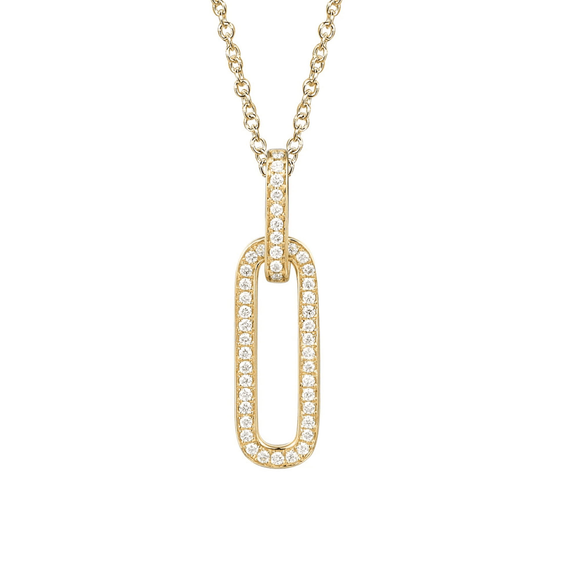 18ct Yellow Gold 0.16ct Round Brilliant Cut Diamond Interlocking Link Necklace