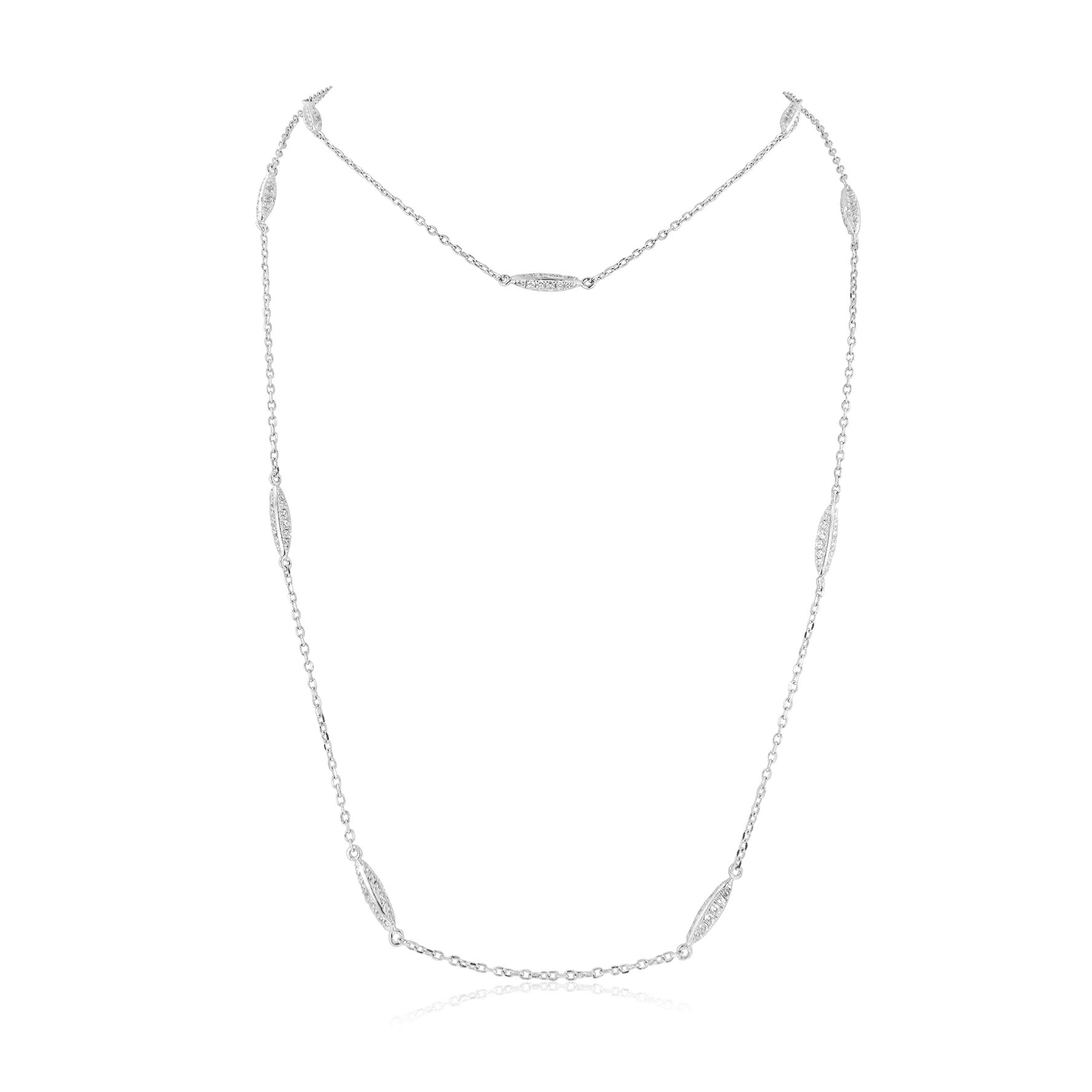 Silver Trace Chain With Torpedo Shaped Links with Grain Set CZ's