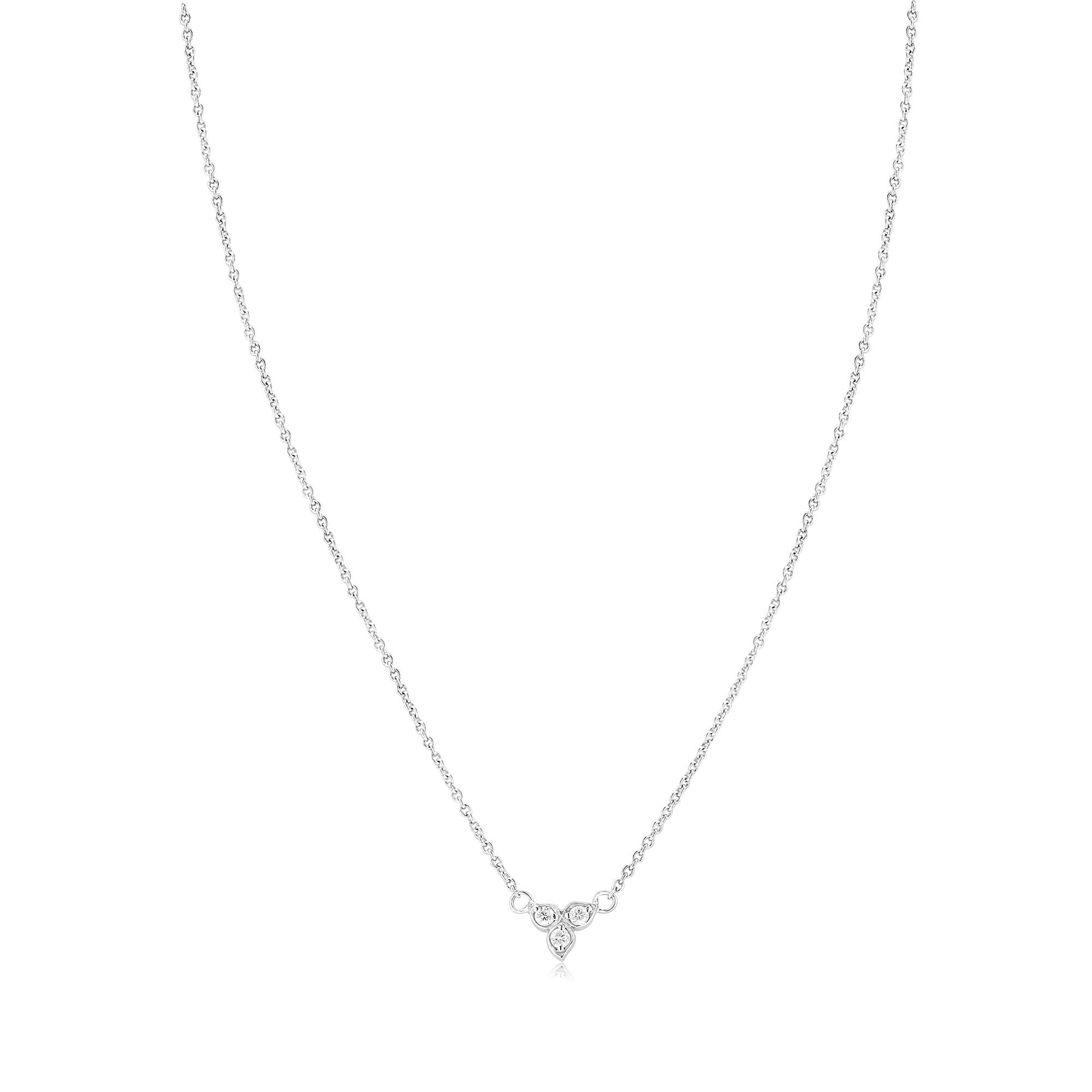 18ct White Gold Round Diamond 'Leaf' Necklace and Earrings Gift Set
