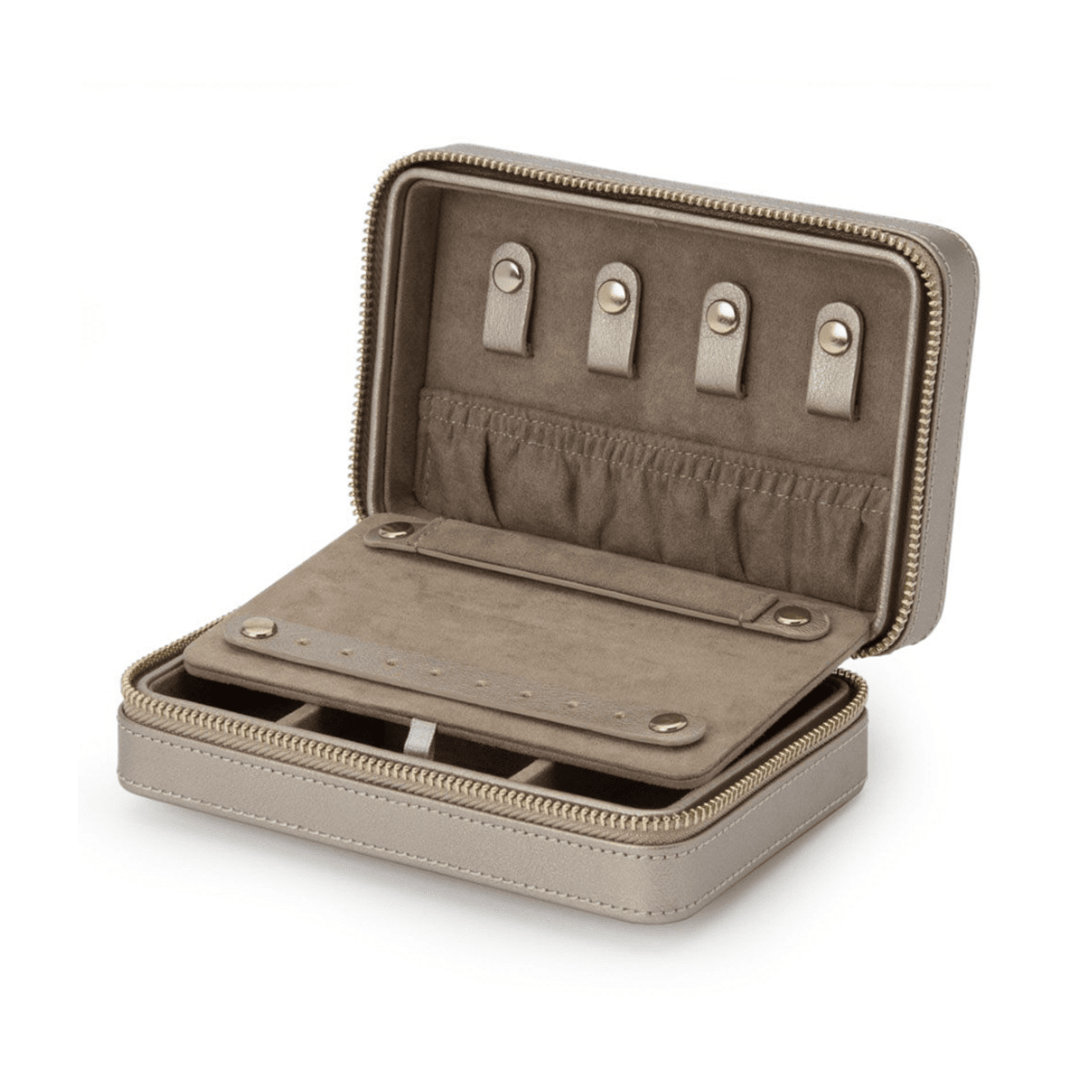 Pewter Leather 'Palermo' Jewellery Travel Case