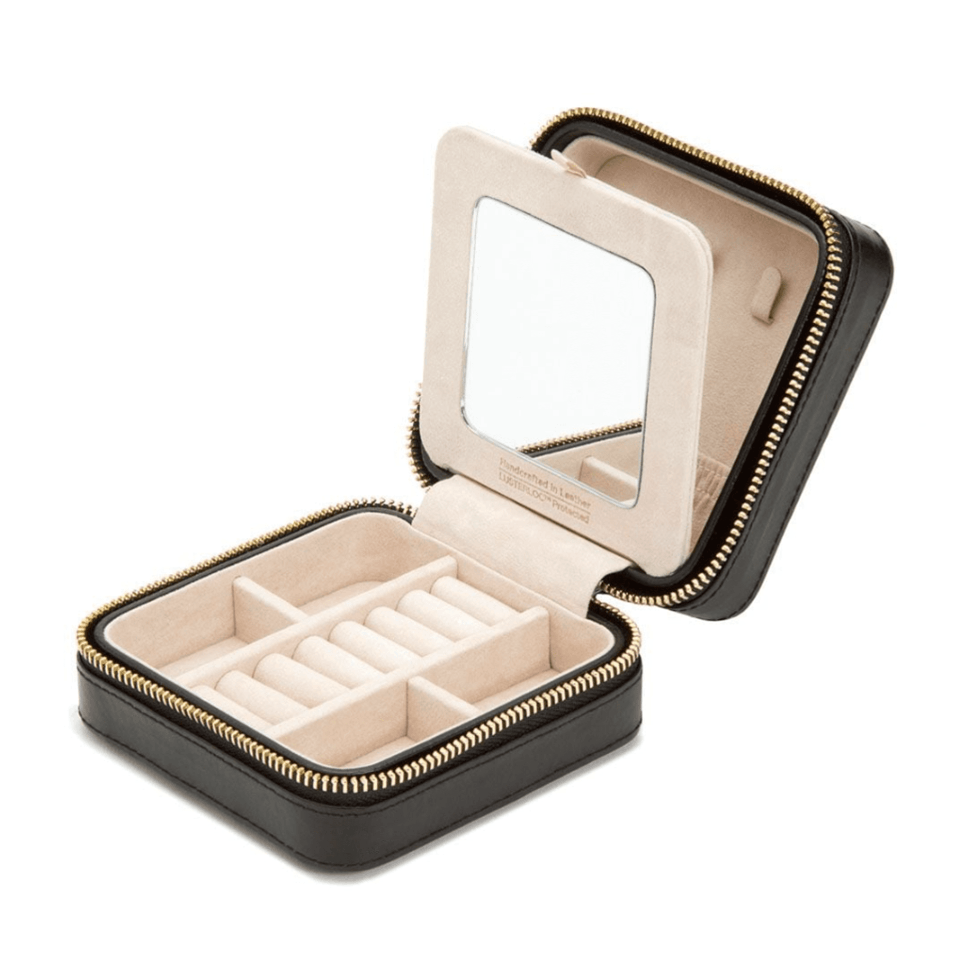 Black Leather 'Caroline' Jewellery Travel Case