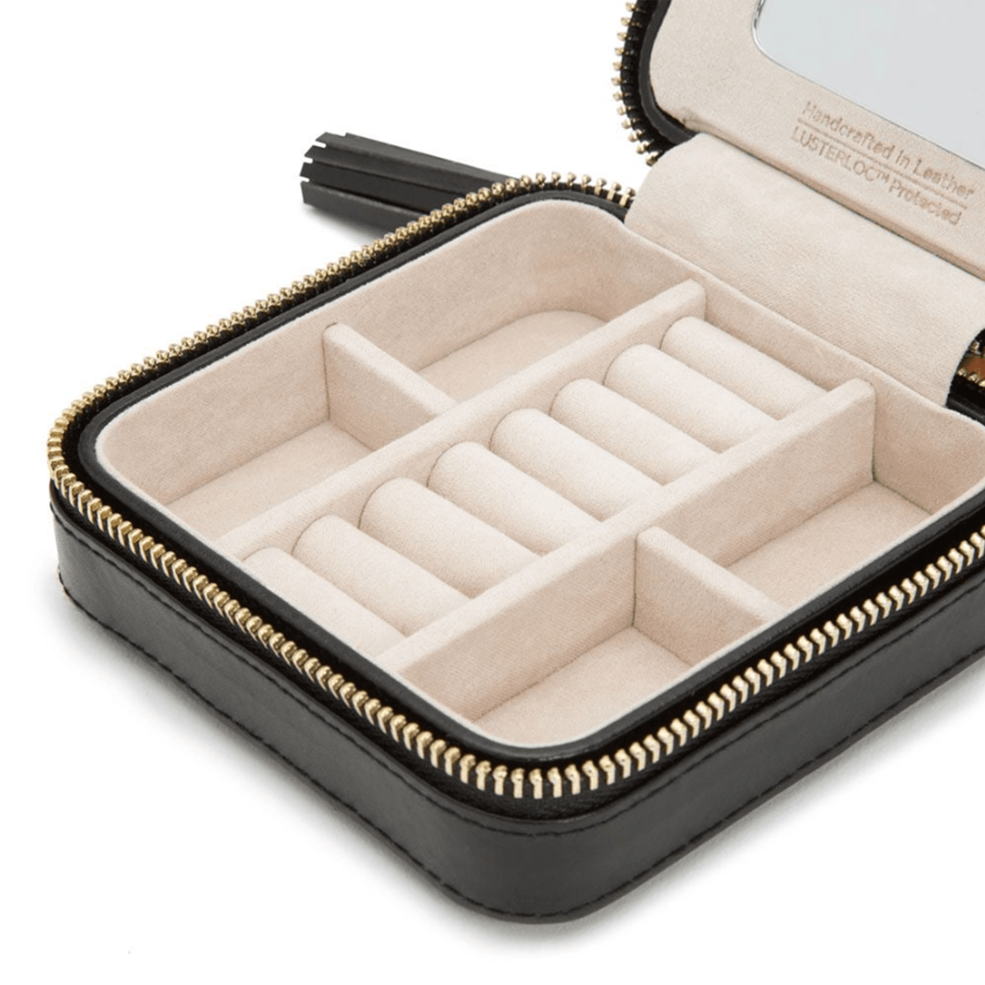Black Leather 'Caroline' Jewellery Travel Case