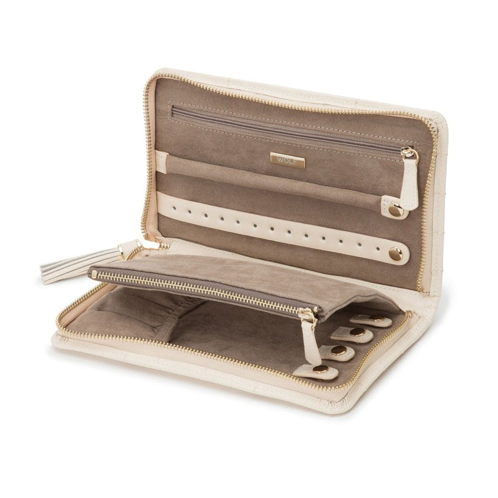 Ivory Leather 'Caroline' Portfolio Jewellery Case