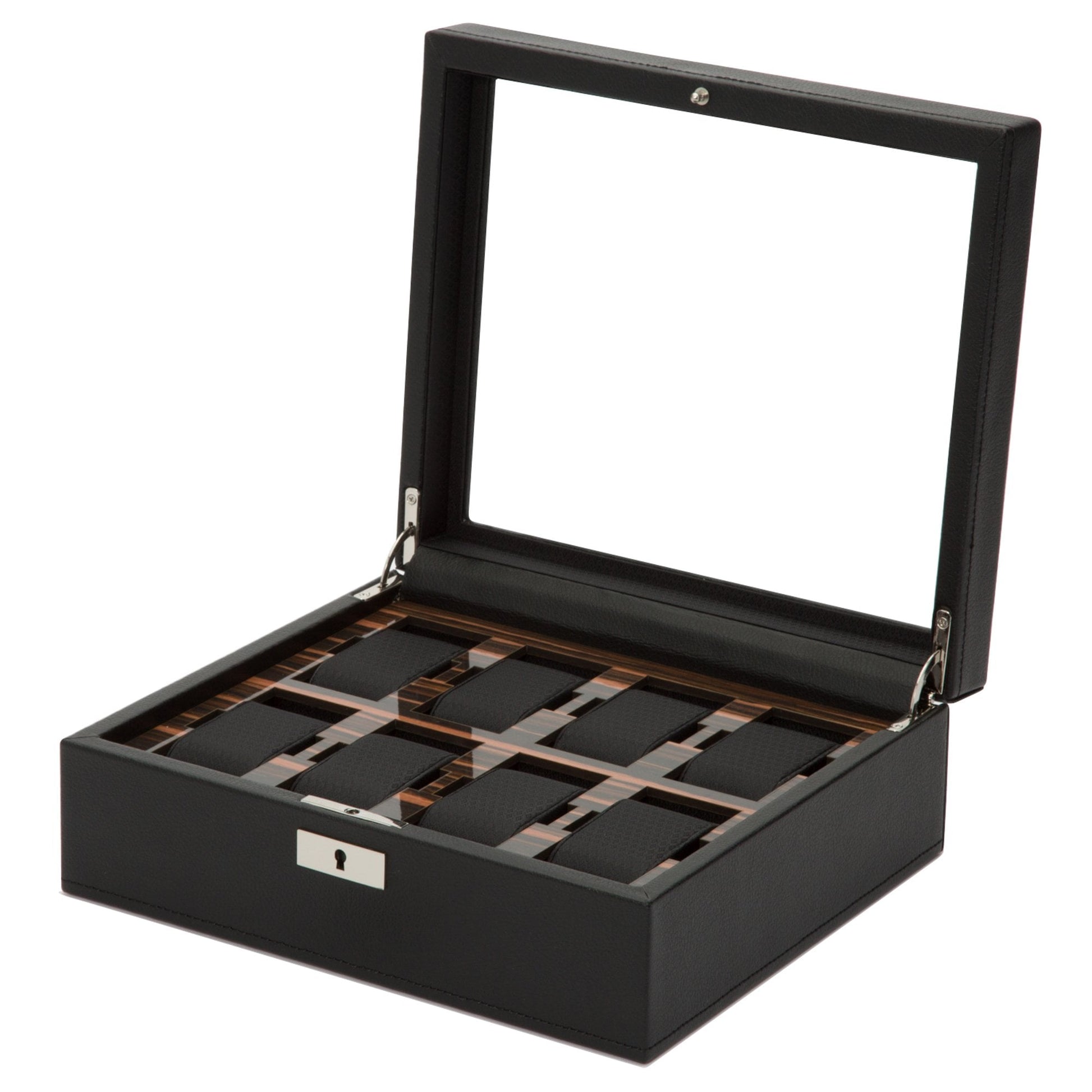 Black Leather 'Roadster' 8 Piece Watch Box with Window