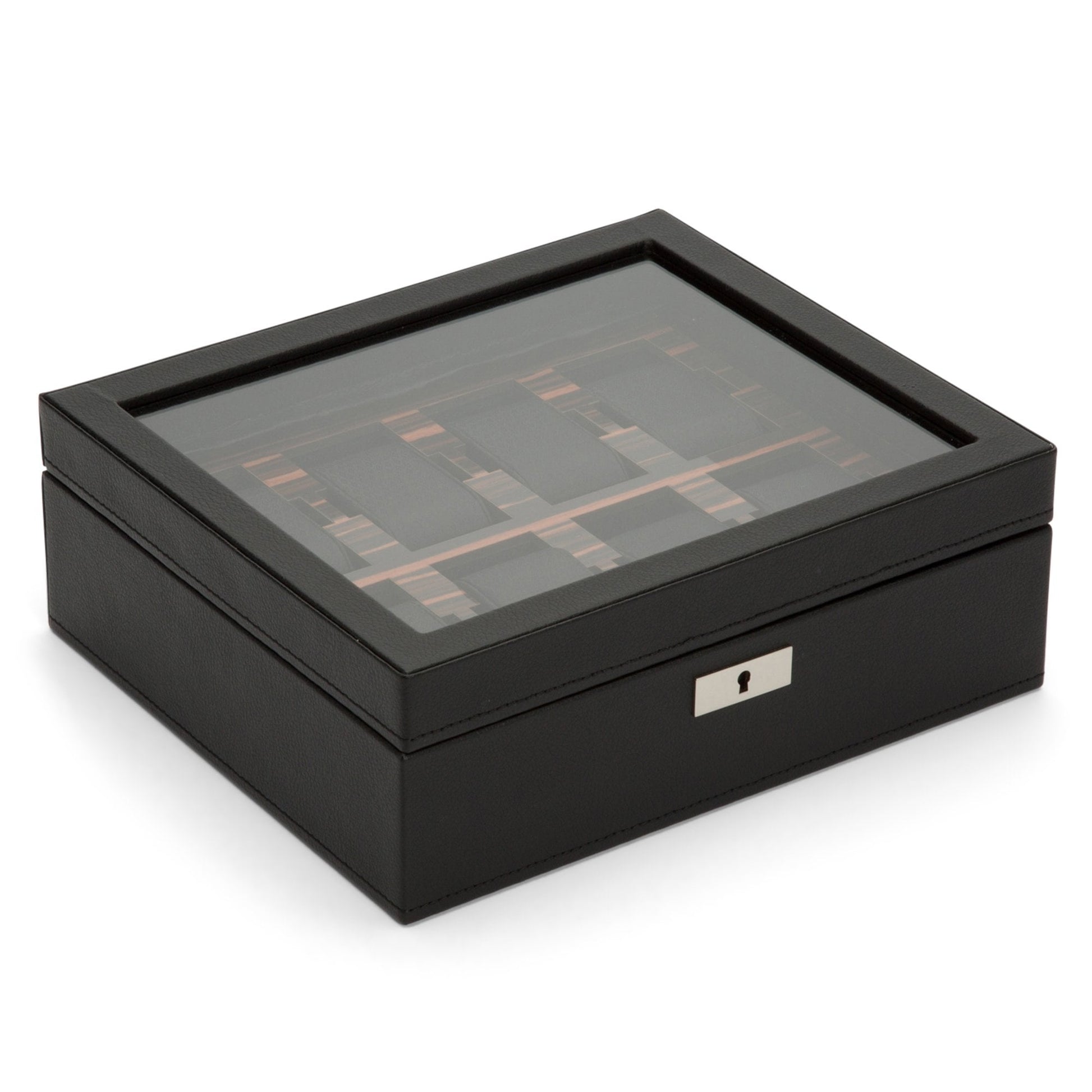 Black Leather 'Roadster' 8 Piece Watch Box with Window