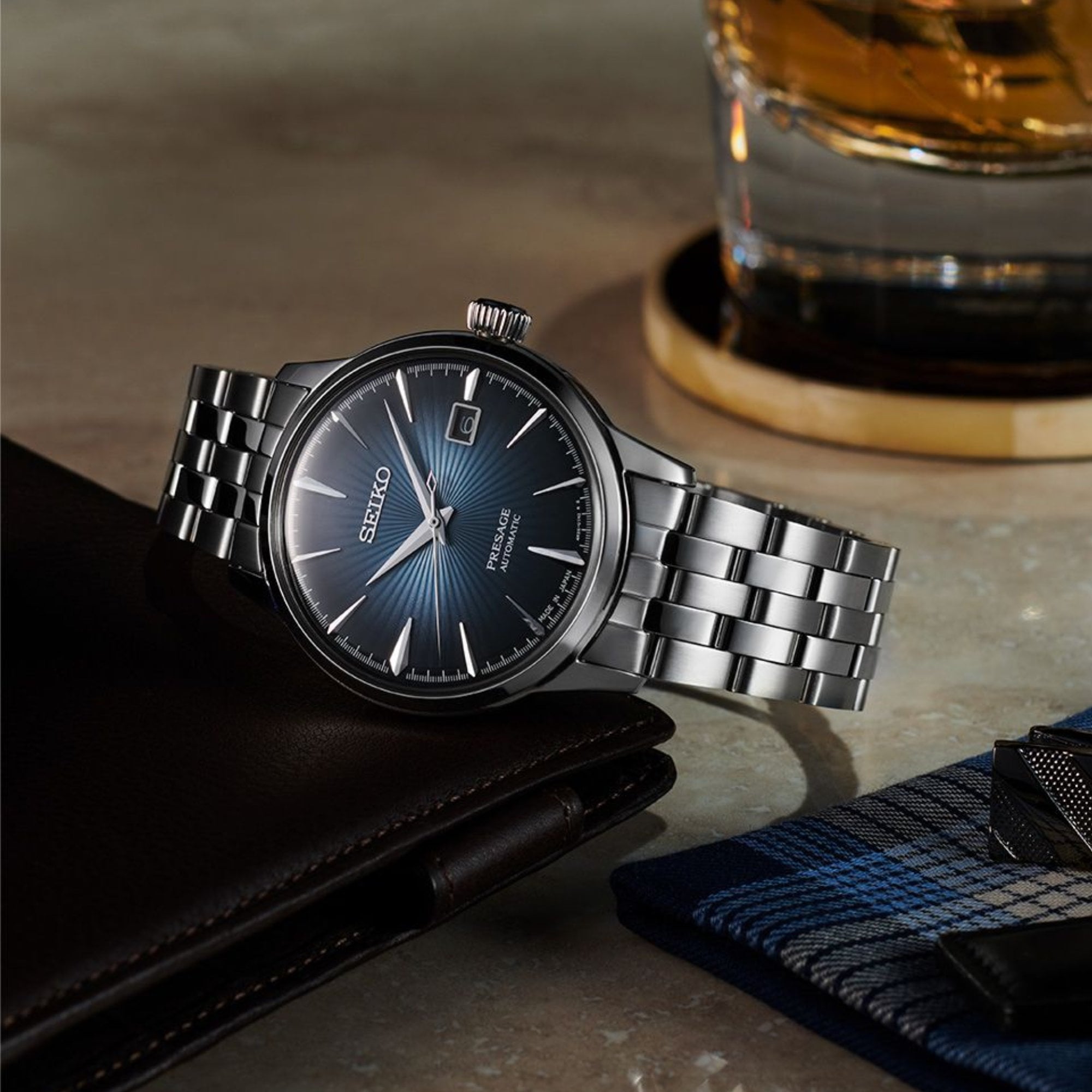 Seiko Presage Cocktail Time 'Blue Moon' Automatic Watch