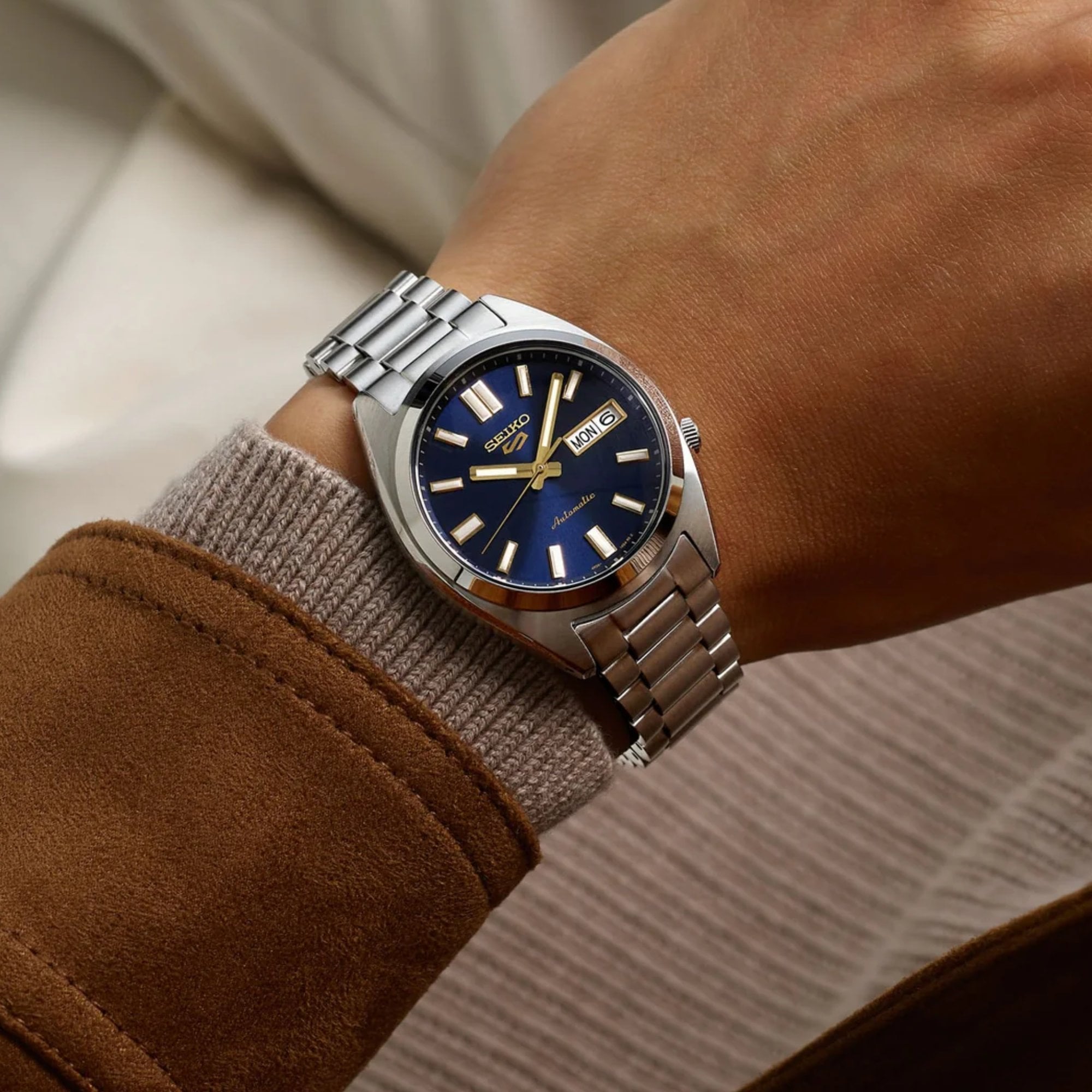 Seiko 5 Sports SNXS Vintage Gold Collection 'Blazer Blue' Watch