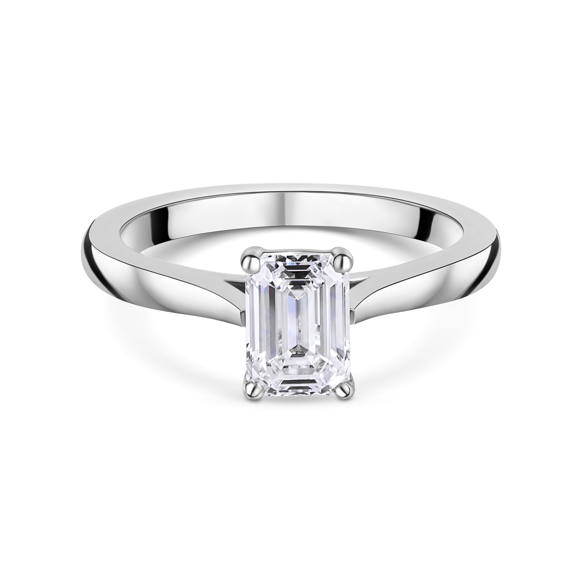 Platinum Emerald Cut Lab Grown Diamond Solitaire Engagement Ring