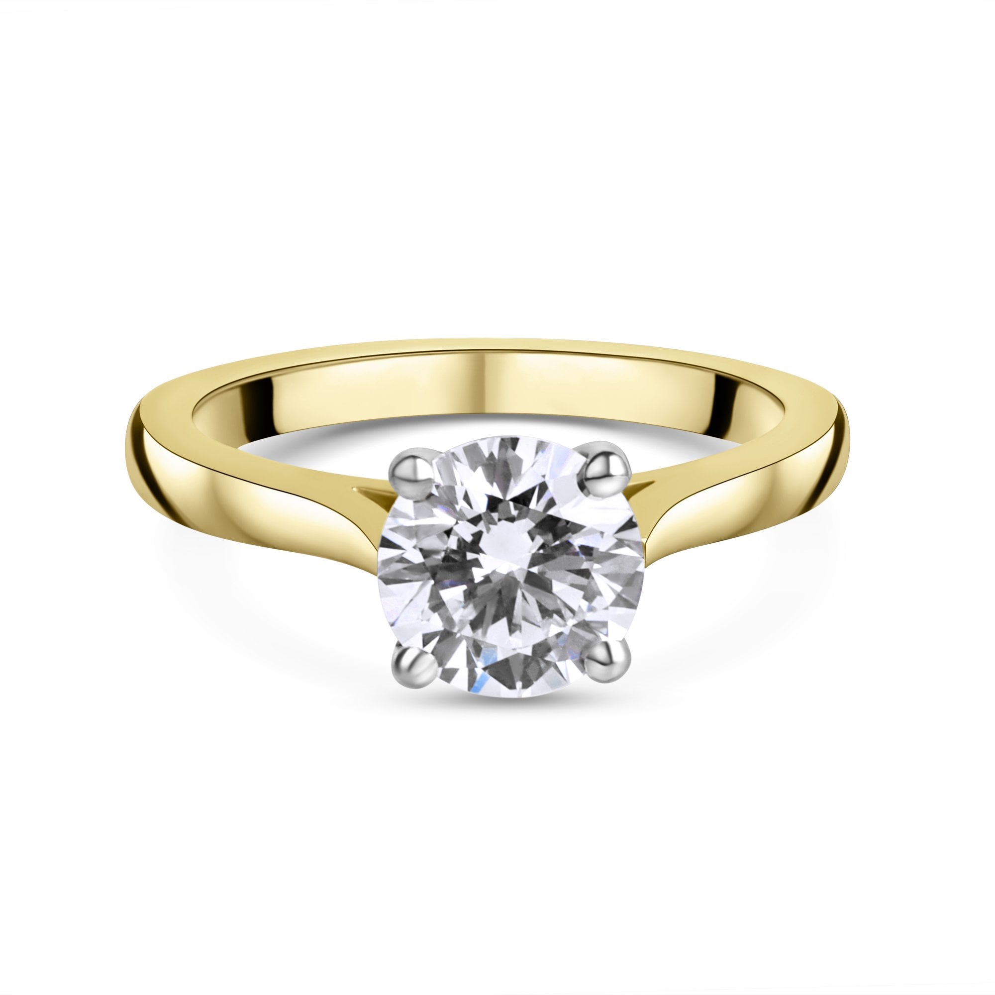 18ct Yellow Gold Round Brilliant Cut Lab Grown Diamond Solitaire Engagement Ring