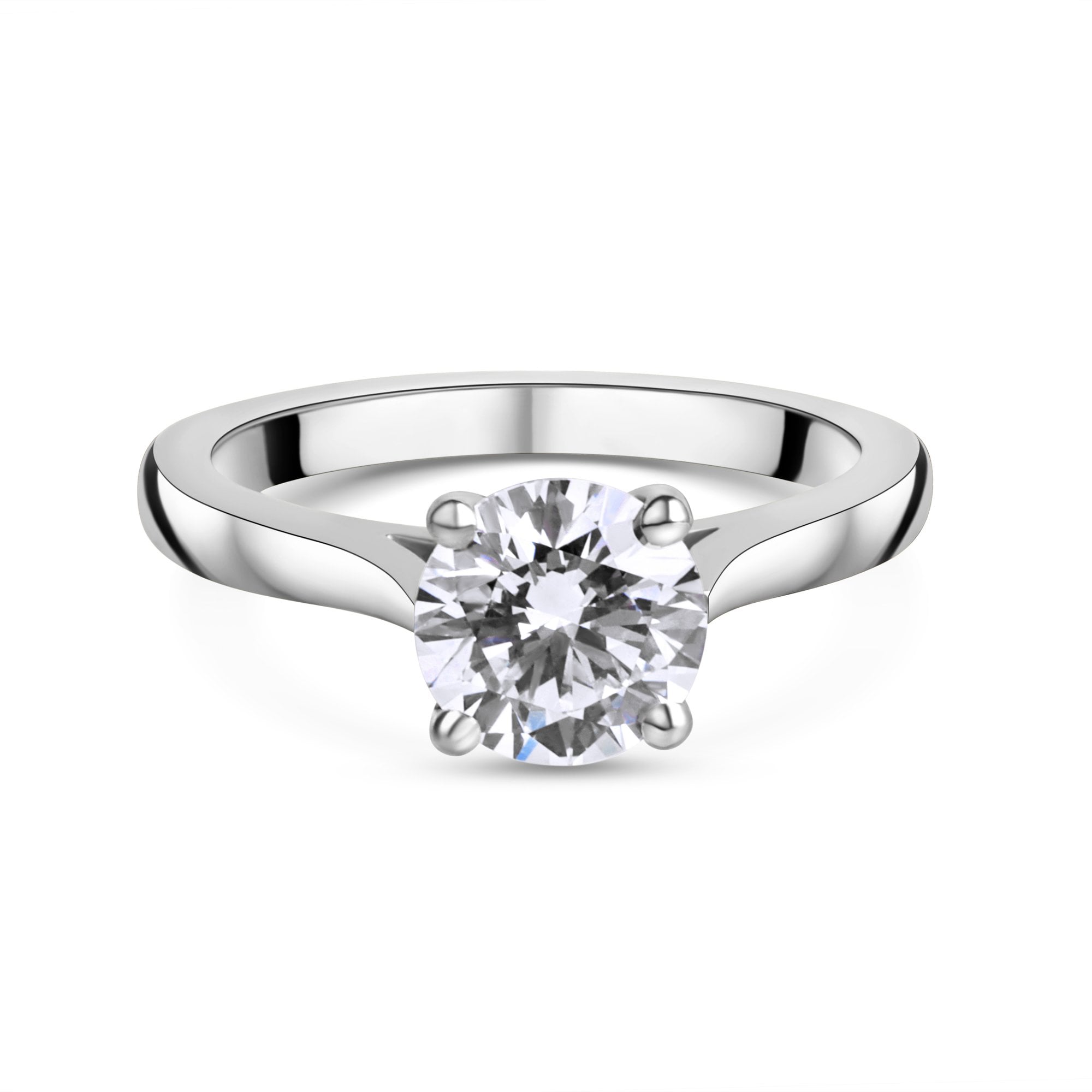 Platinum Round Brilliant Cut Natural Diamond Solitaire Engagement Ring