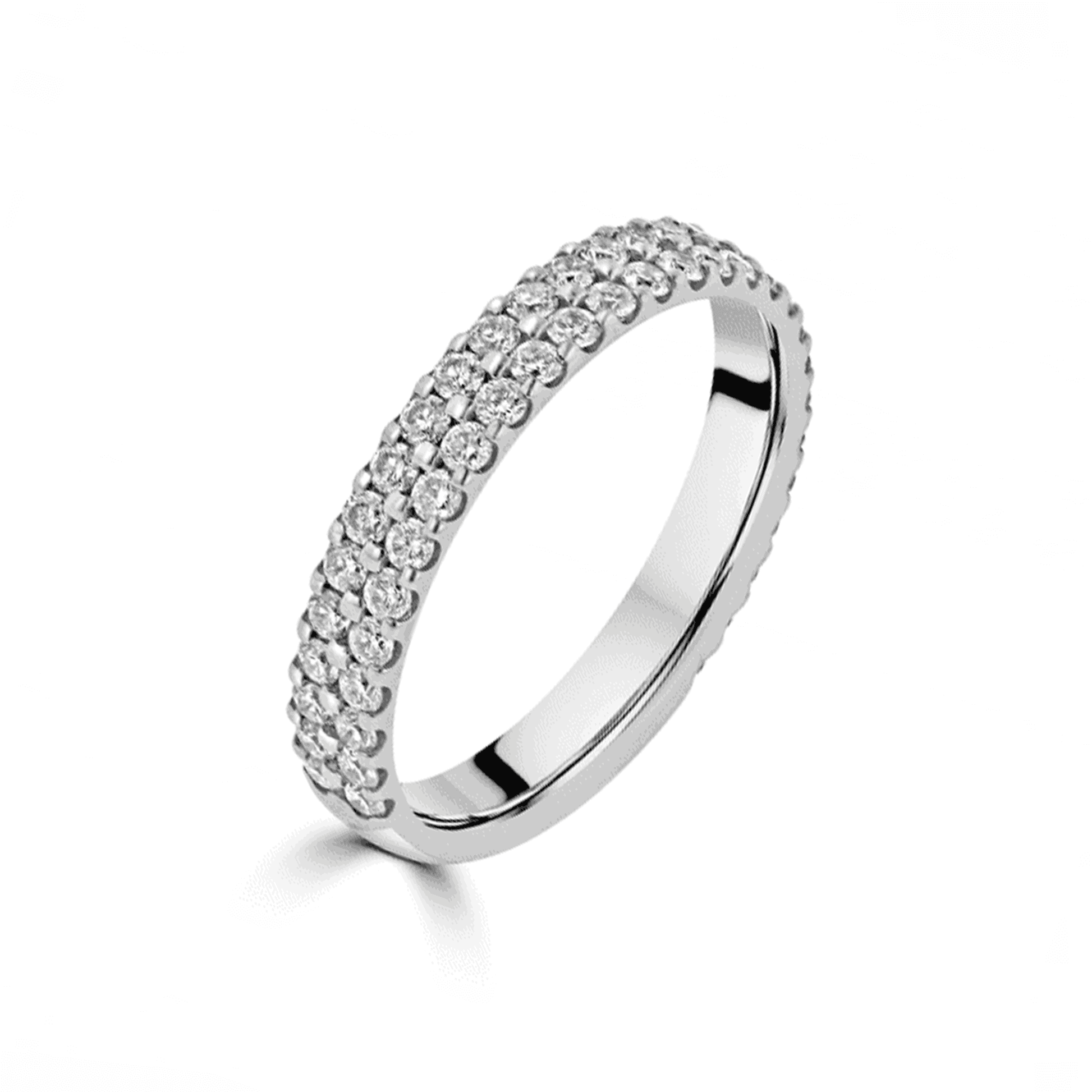 Platinum Double Row 3/4 Set Diamond 3/4 Eternity Ring