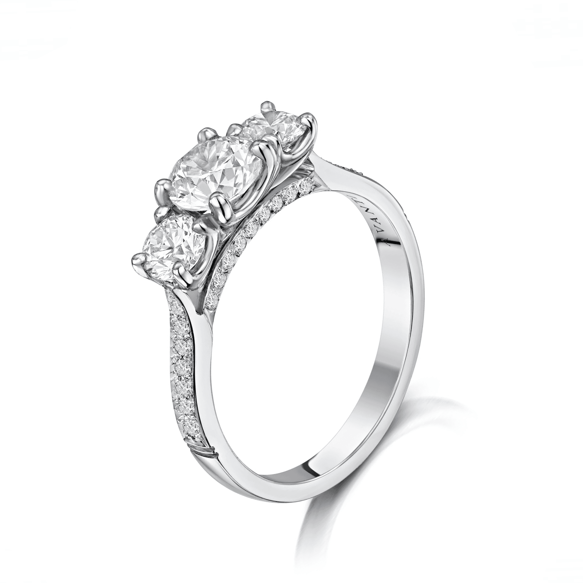 18ct White Gold Pre-owned Three Stone Diamond Ring and Diamond Set Band