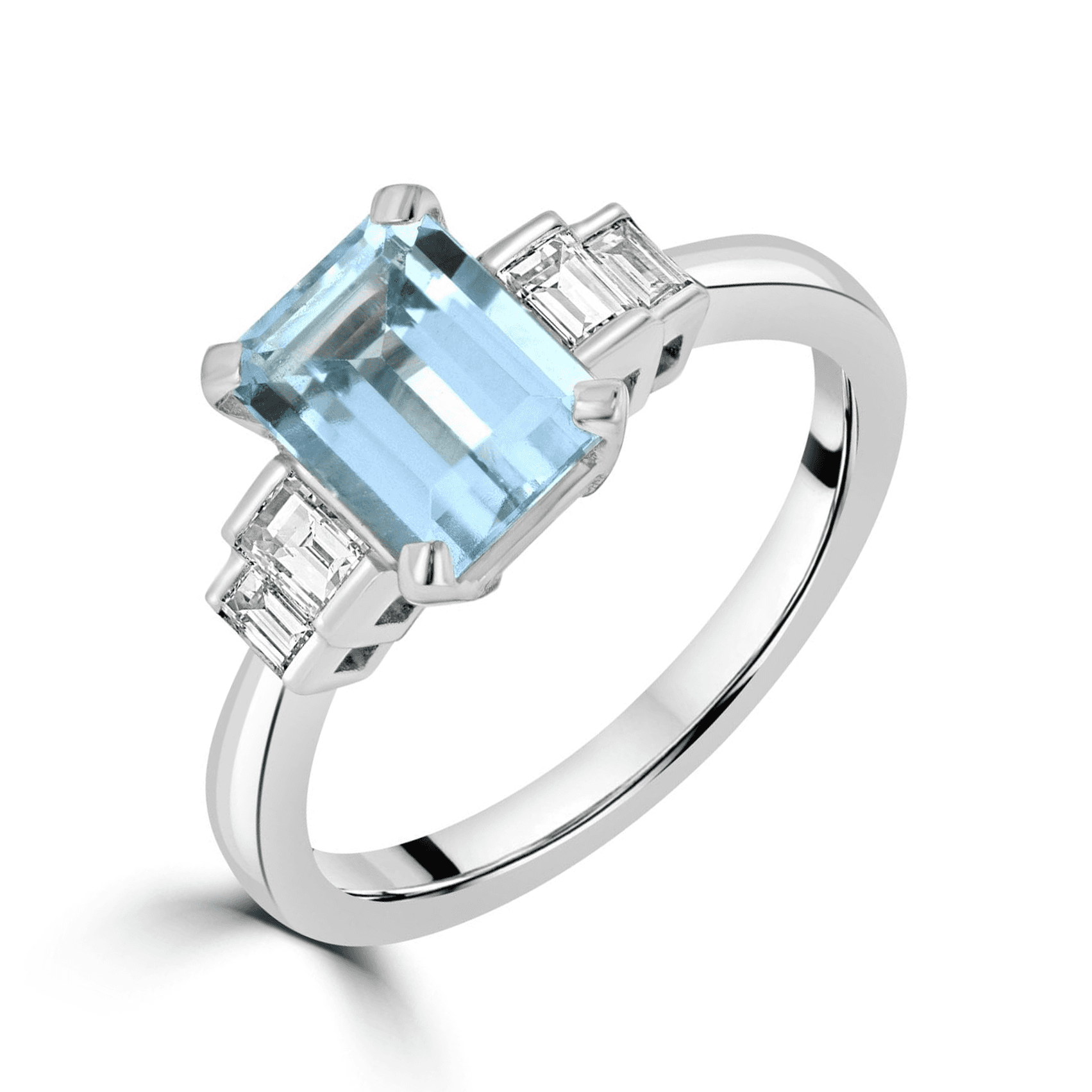 Platinum Diamond 0.29ct Aquamarine 1.38ct Dress Ring