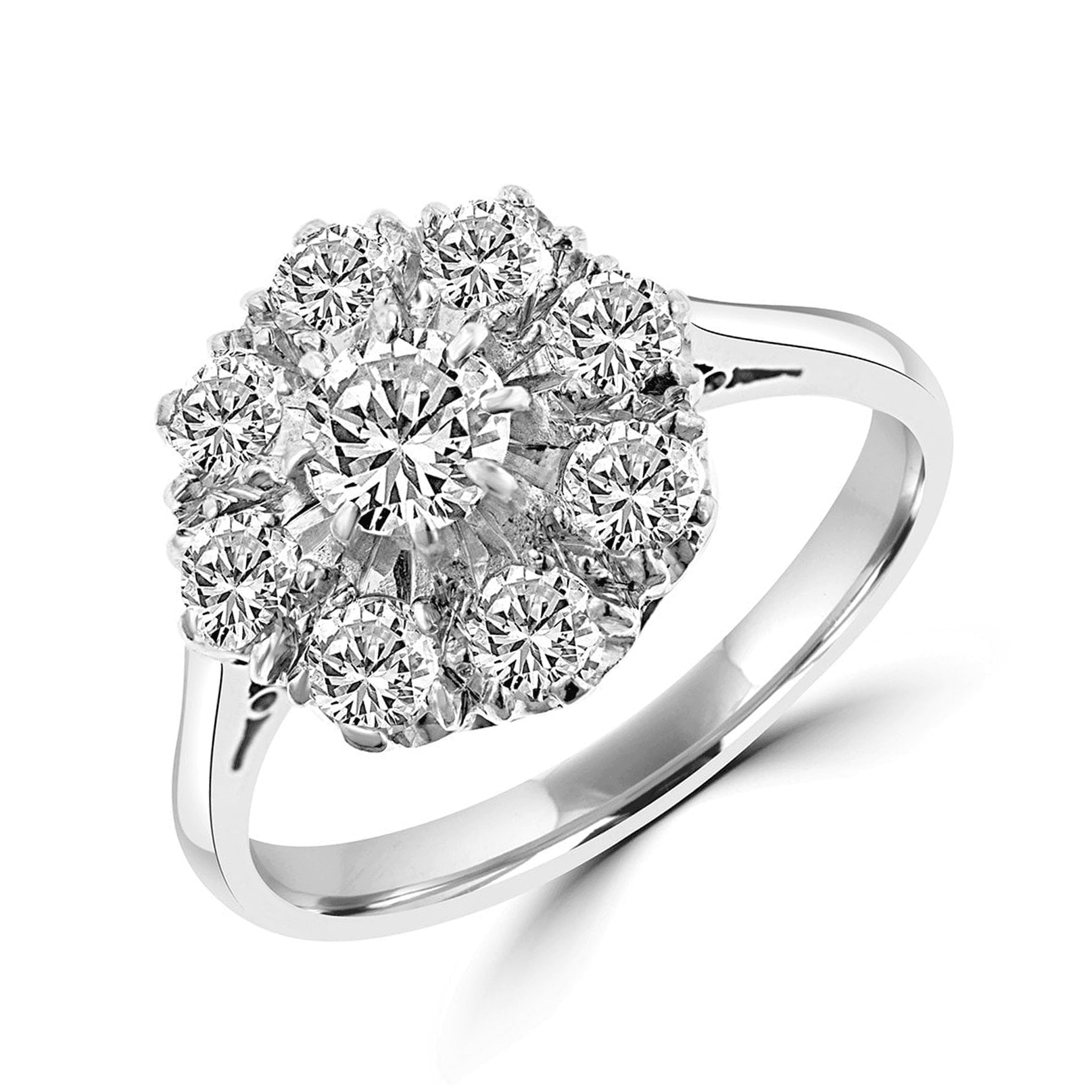 18ct White Gold Diamond Cluster Ring