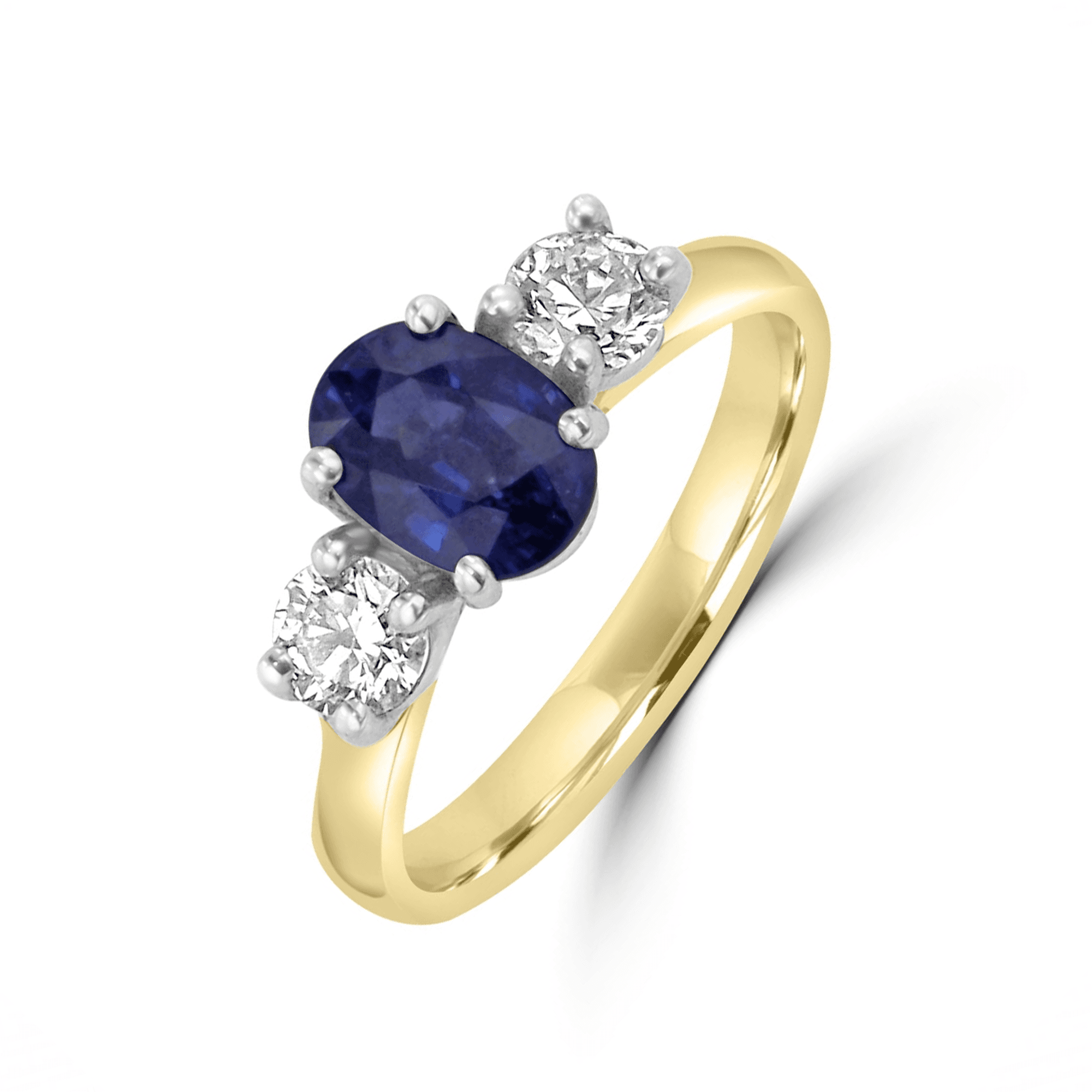 1.60ct Sapphire and Diamond Three Stone Ring in 18ct Gold