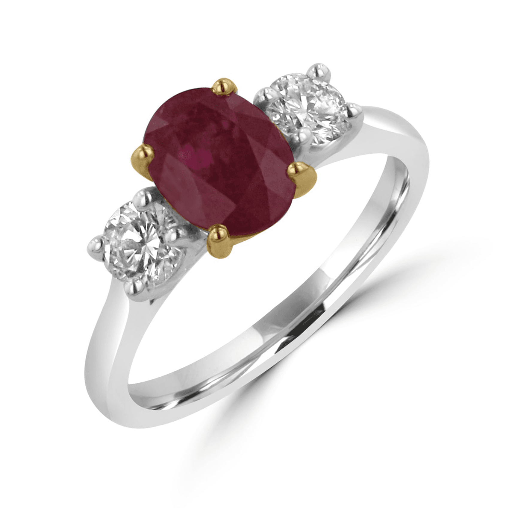 Platinum 1.25ct Ruby and Diamond Three Stone Ring