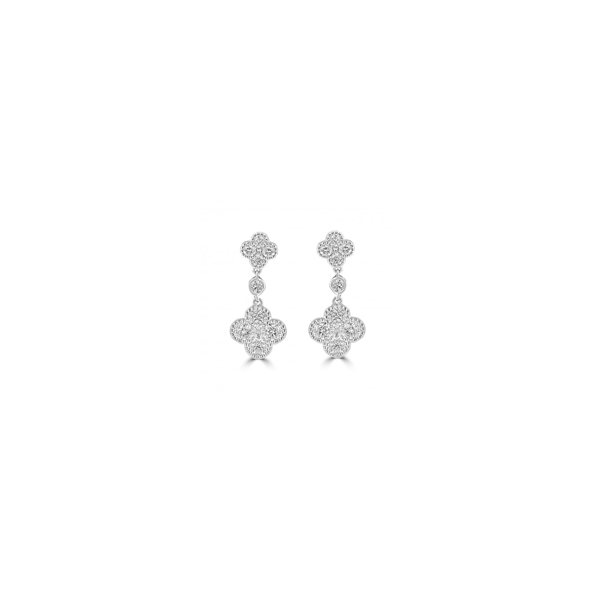18ct White Gold Round Diamond 'Clover' Necklace and Earrings Gift Set