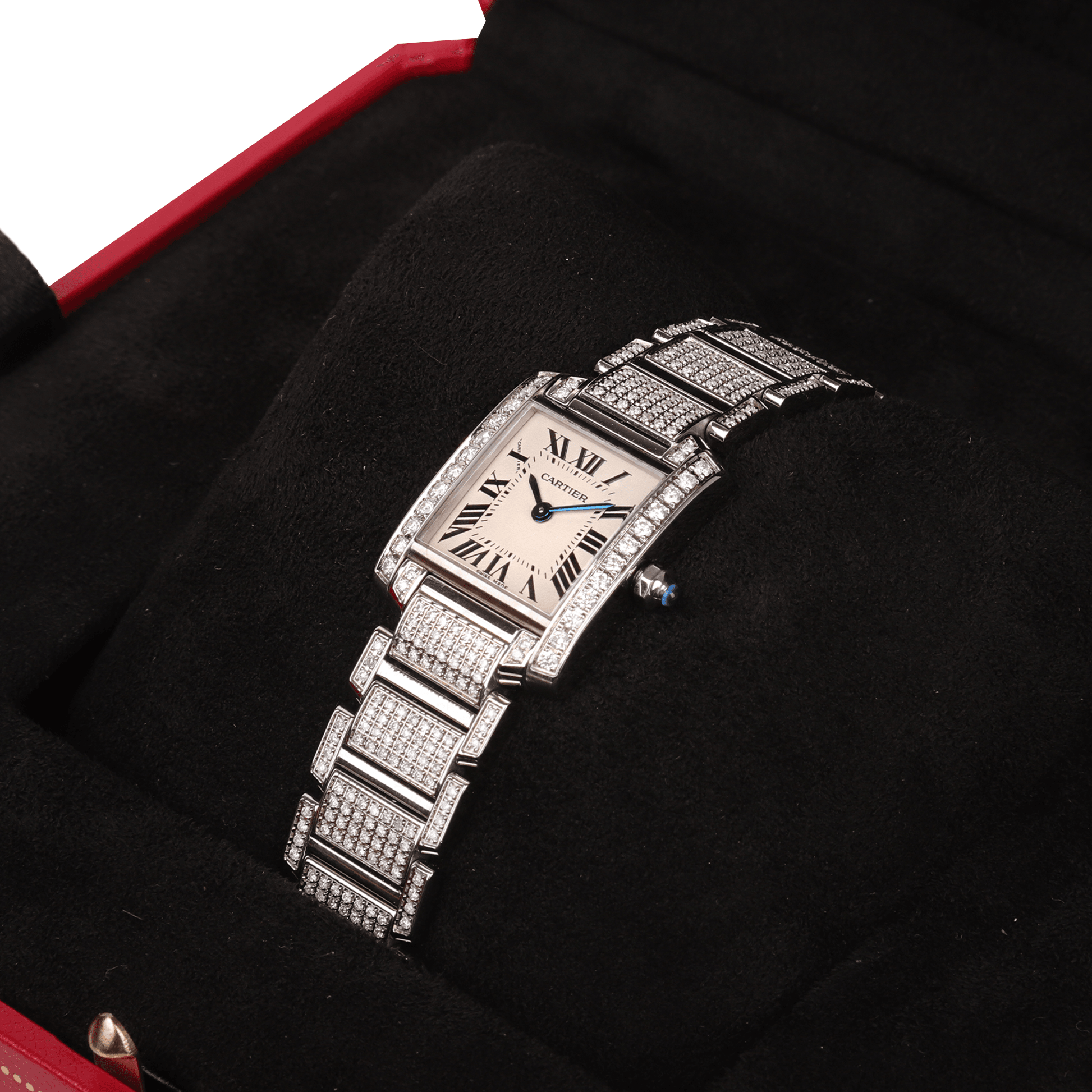 Cartier Tank Francaise with Afterset Diamond Bezel & Bracelet Pre-Owned Watch