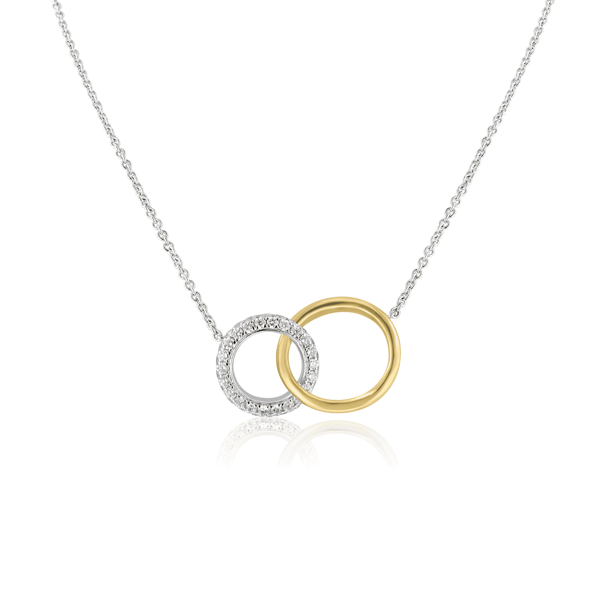 18ct Yellow and White Gold Interlocking Circle Necklace with RBC Diamonds