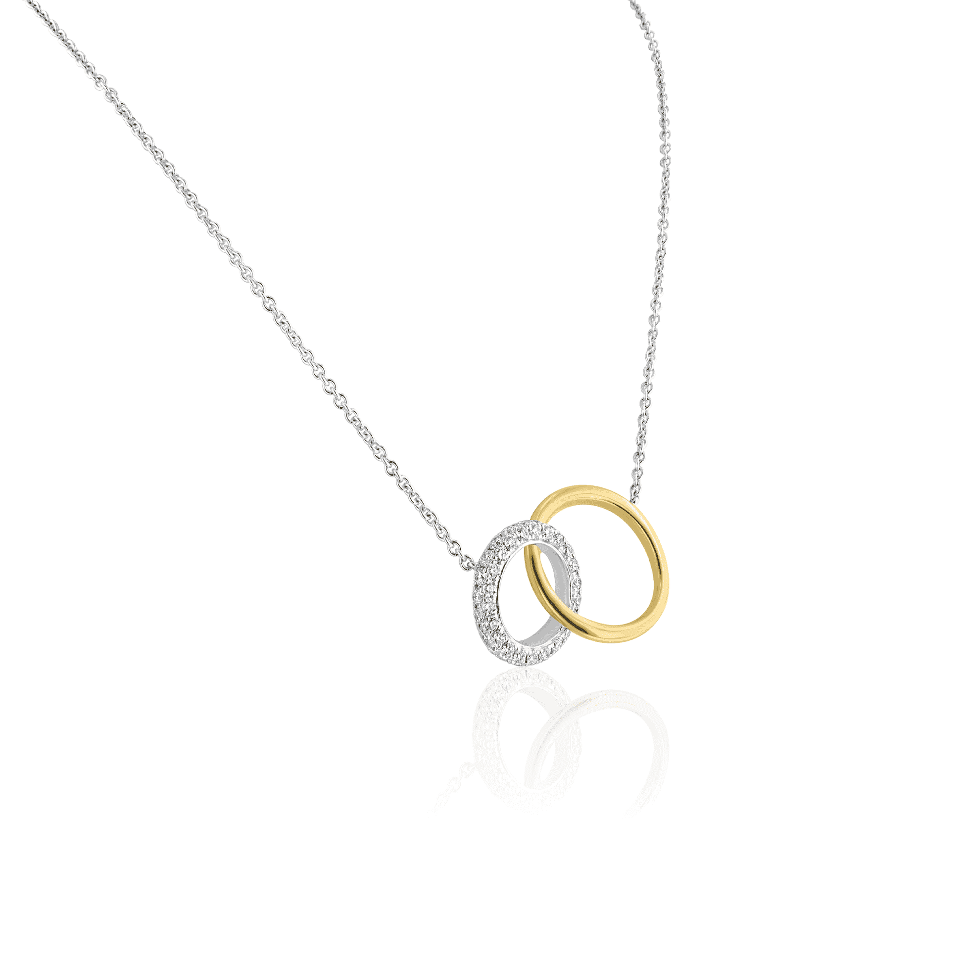18ct Yellow and White Gold Interlocking Circle Necklace with RBC Diamonds