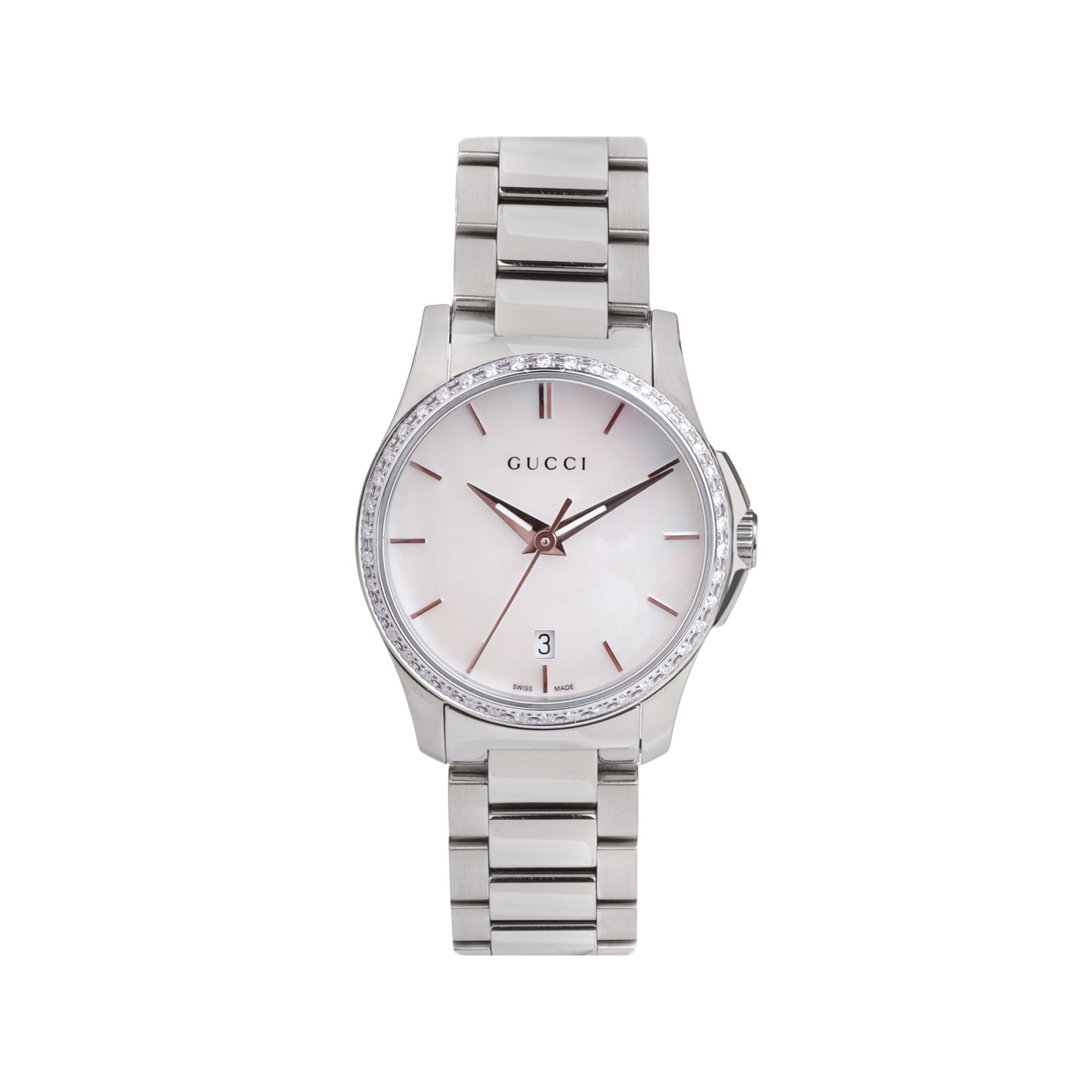 Gucci Date Stainless Steel Quartz Ladies Dress Watch